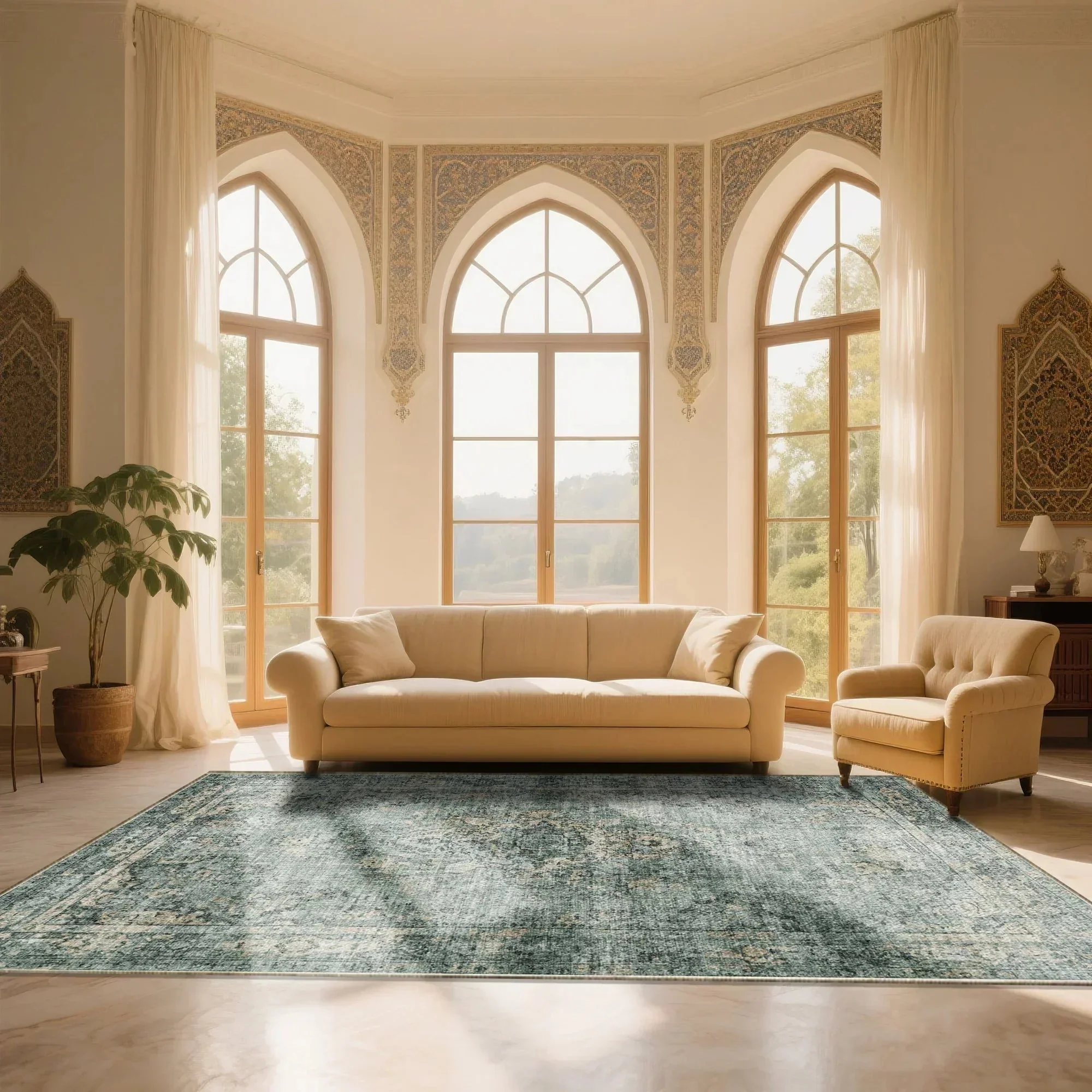 7ft x 5ft Vintage Indoor Non-Slip Washable Large  Area Rugs for Bedroom Living Room - Image 19