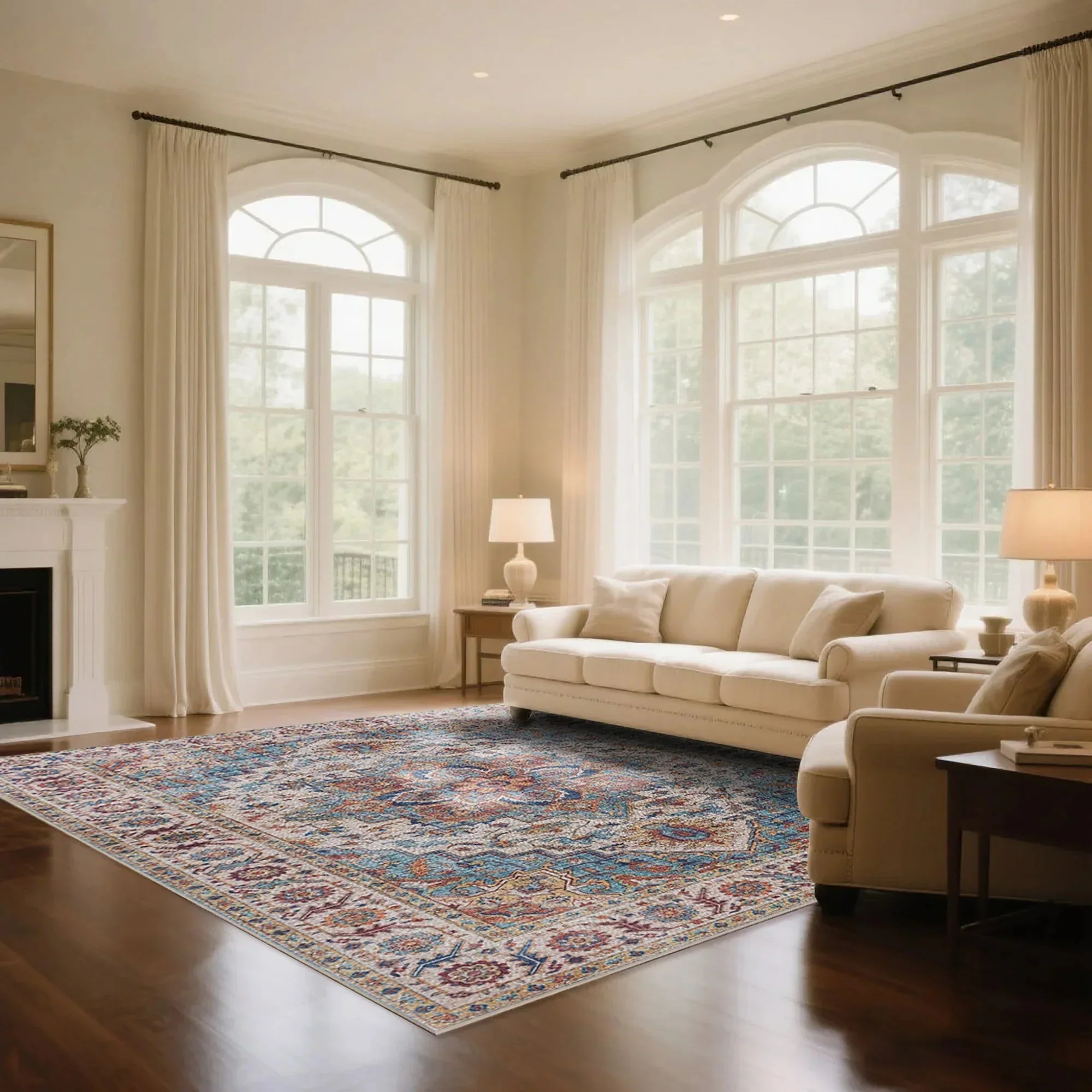 7ft x 5ft Vintage Indoor Non-Slip Washable Large  Area Rugs for Bedroom Living Room - Image 22