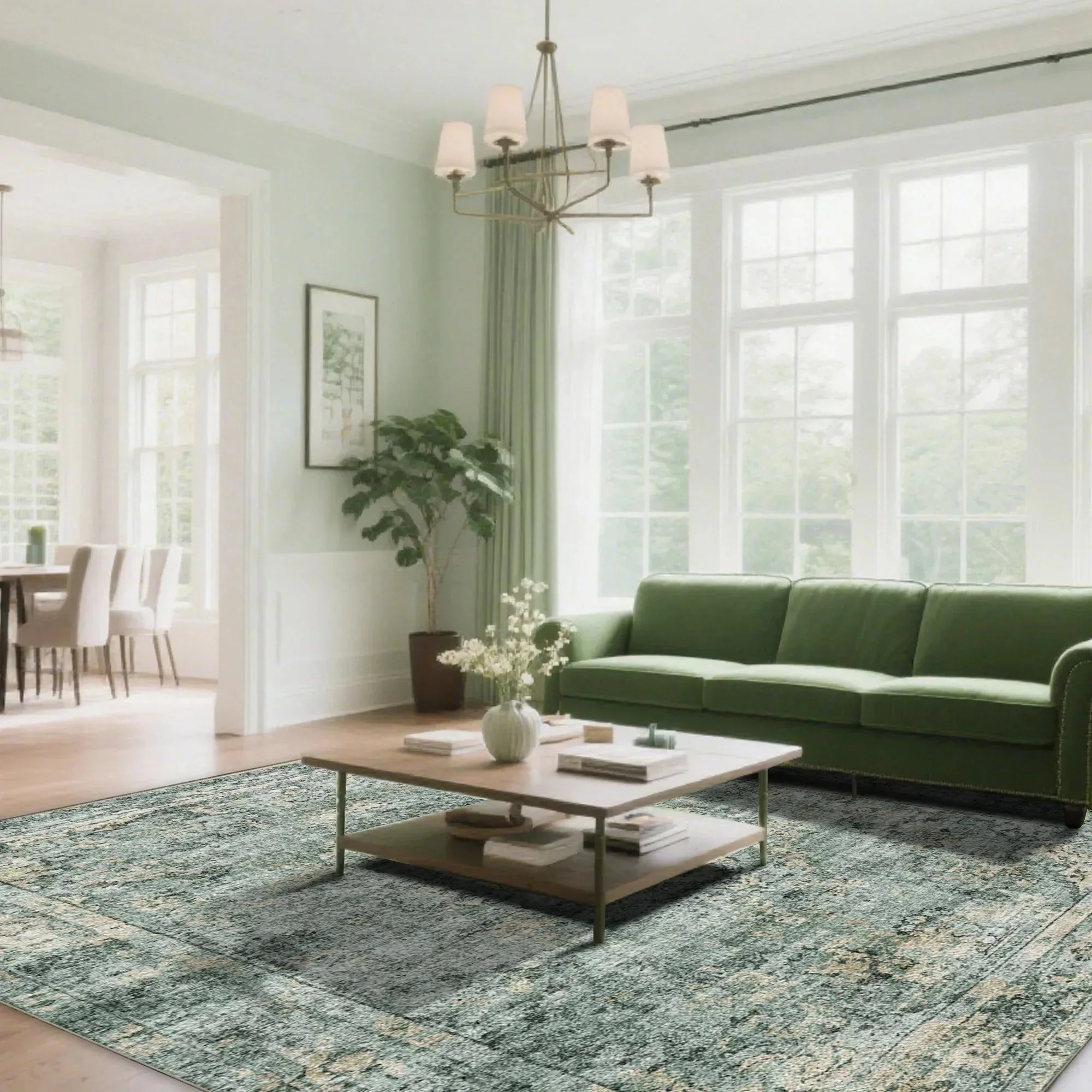 7ft x 5ft Vintage Indoor Non-Slip Washable Large  Area Rugs for Bedroom Living Room - Image 23
