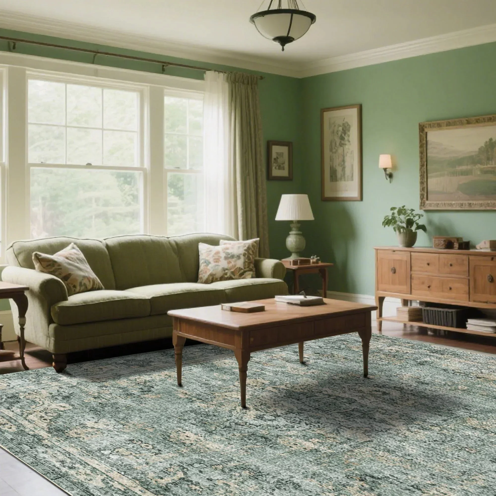 7ft x 5ft Vintage Indoor Non-Slip Washable Large  Area Rugs for Bedroom Living Room - Image 24