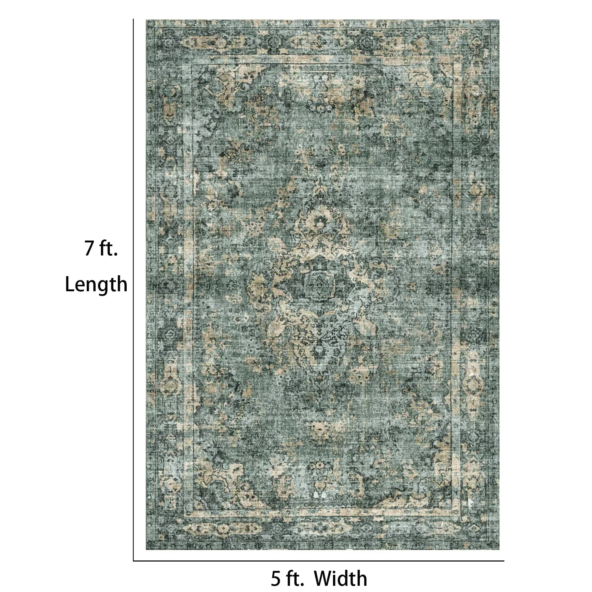 7ft x 5ft Vintage Indoor Non-Slip Washable Large  Area Rugs for Bedroom Living Room - Image 26