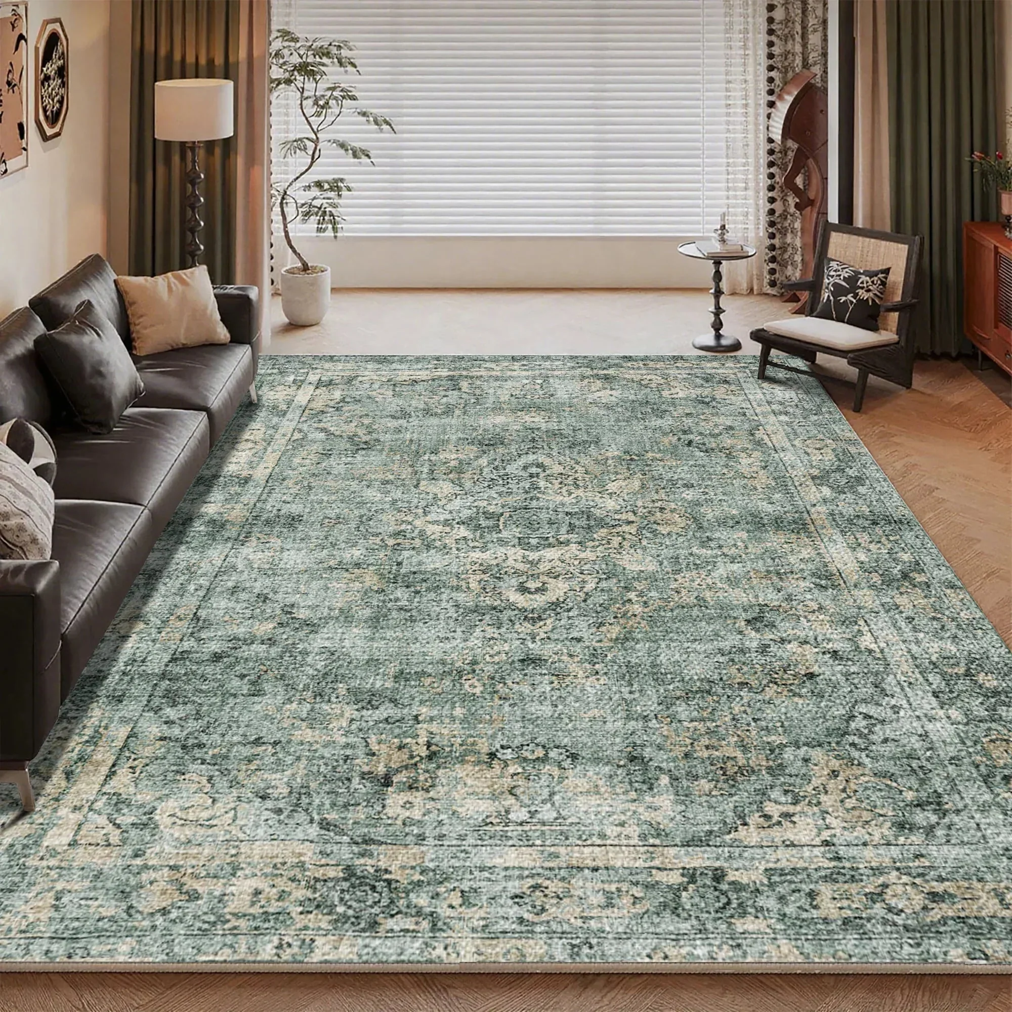 7ft x 5ft Vintage Indoor Non-Slip Washable Large  Area Rugs for Bedroom Living Room - Image 31