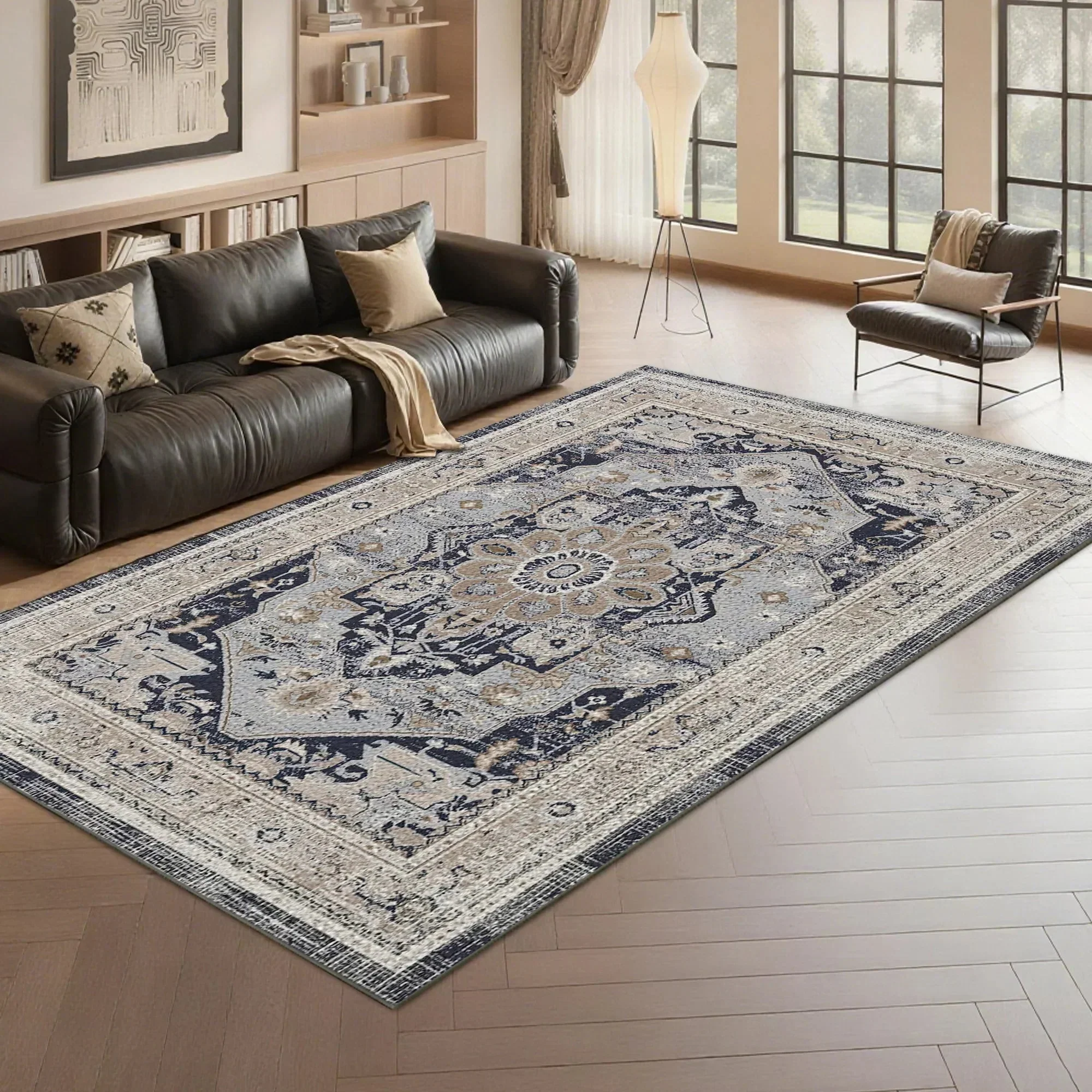 7ft x 5ft Vintage Indoor Non-Slip Washable Large  Area Rugs for Bedroom Living Room - Image 4