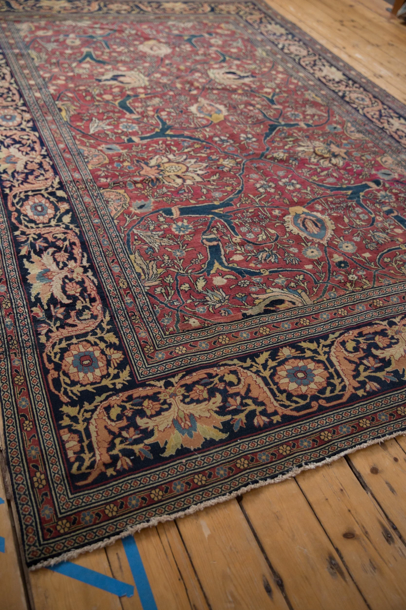 7x10.5 Antique Fine Tabriz Carpet - Image 9