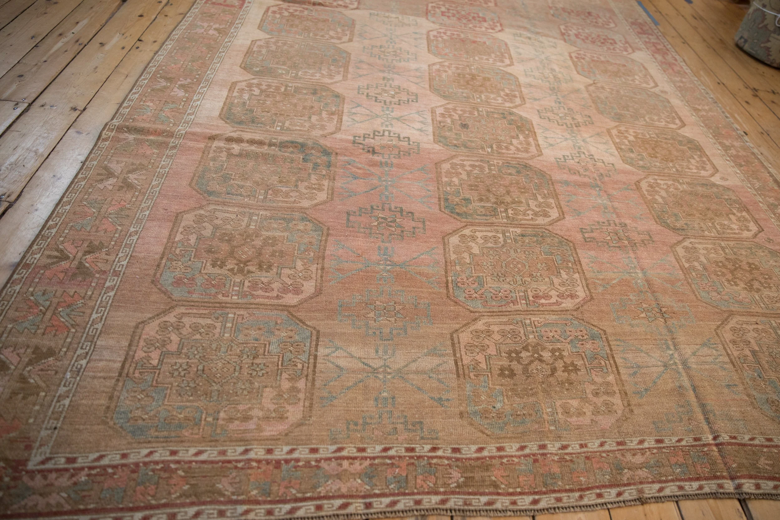 7x10.5 Vintage Distressed Ersari Carpet - Image 10