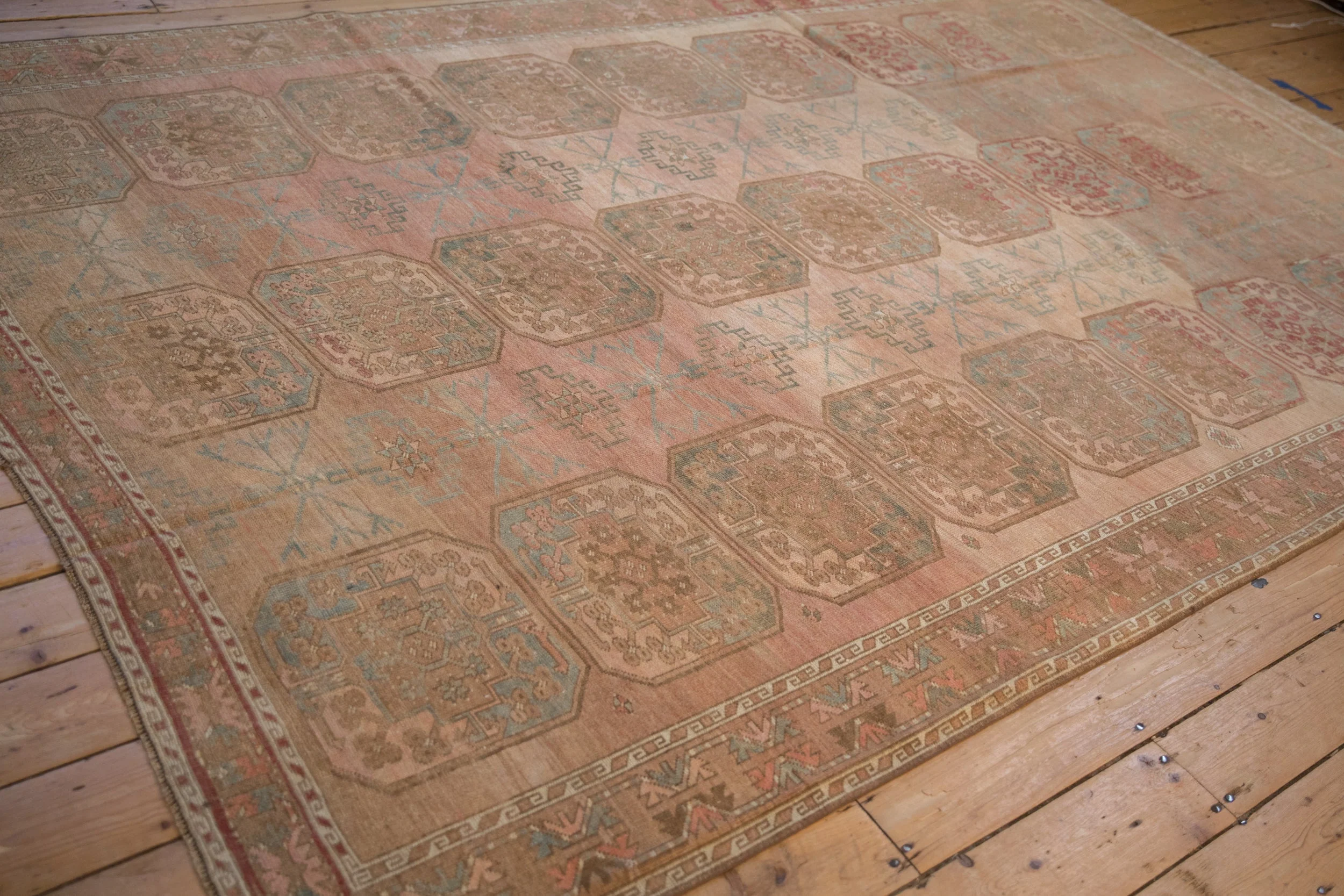 7x10.5 Vintage Distressed Ersari Carpet - Image 12