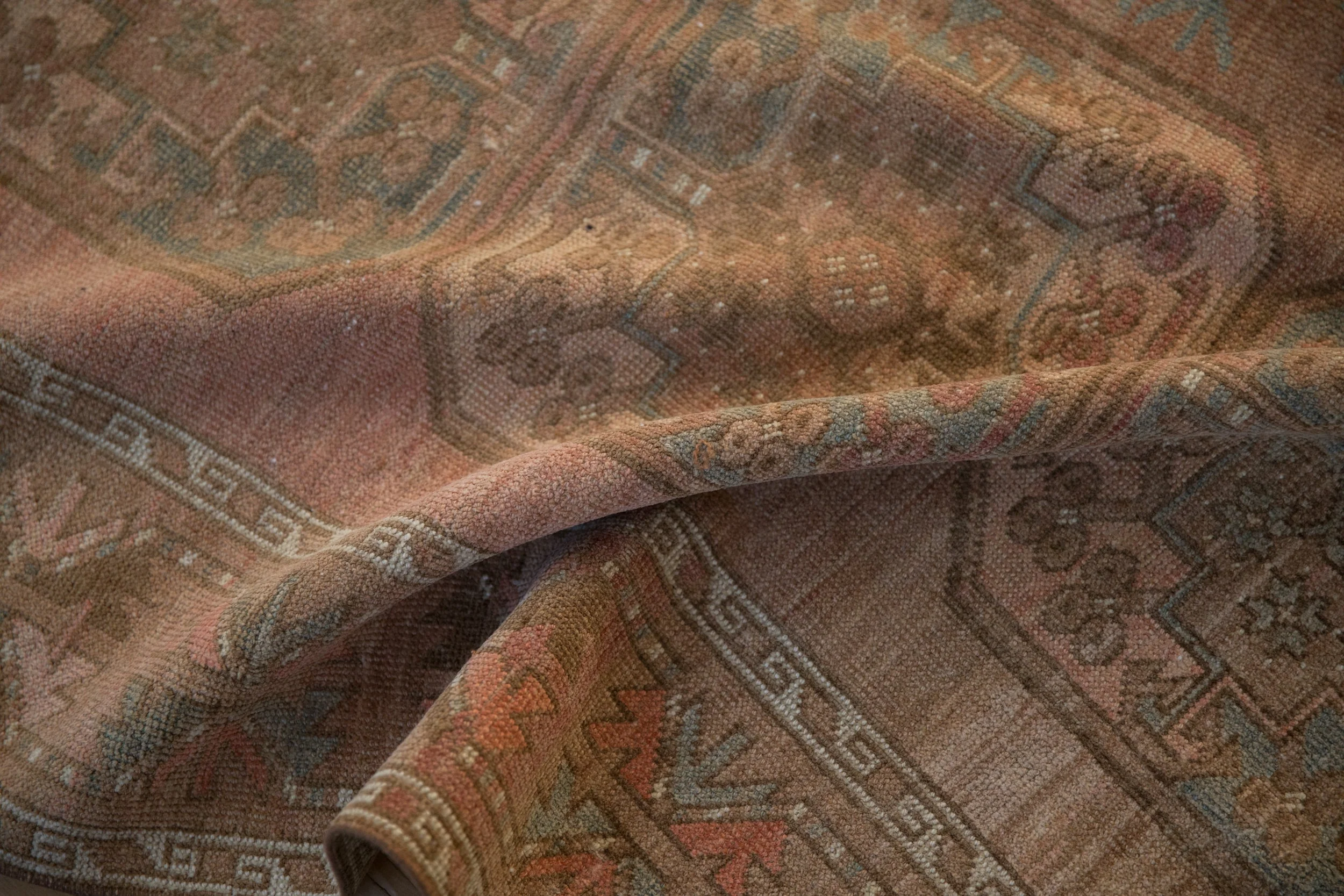 7x10.5 Vintage Distressed Ersari Carpet - Image 14