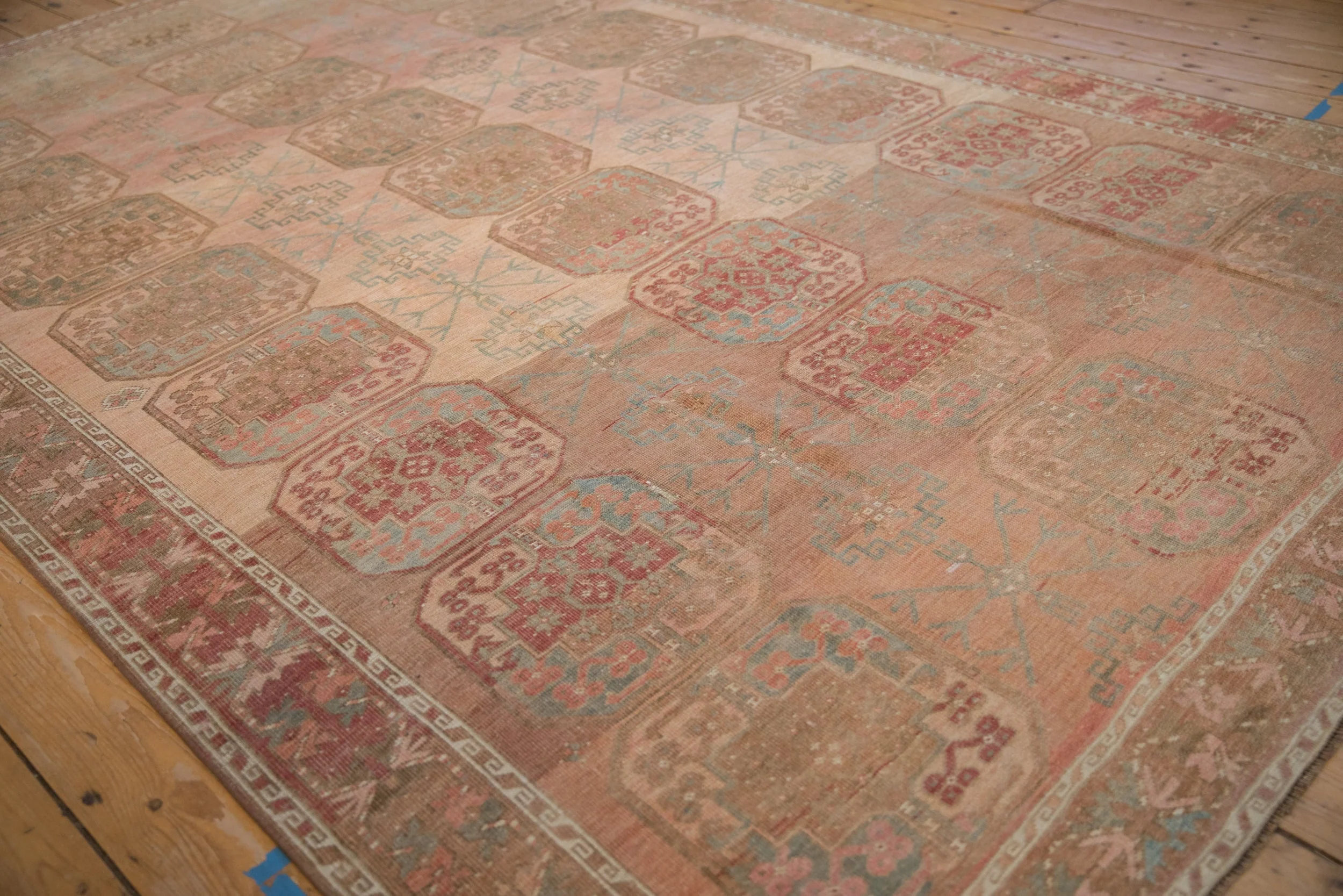 7x10.5 Vintage Distressed Ersari Carpet - Image 4