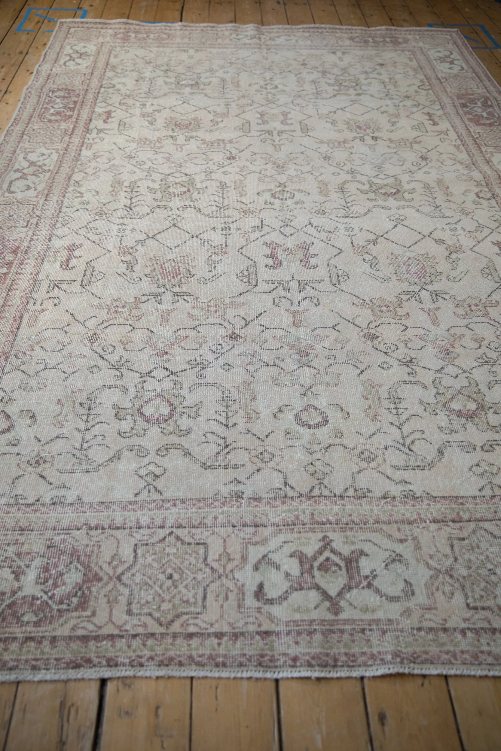 7x10.5 Vintage Distressed Oushak Carpet - Image 7