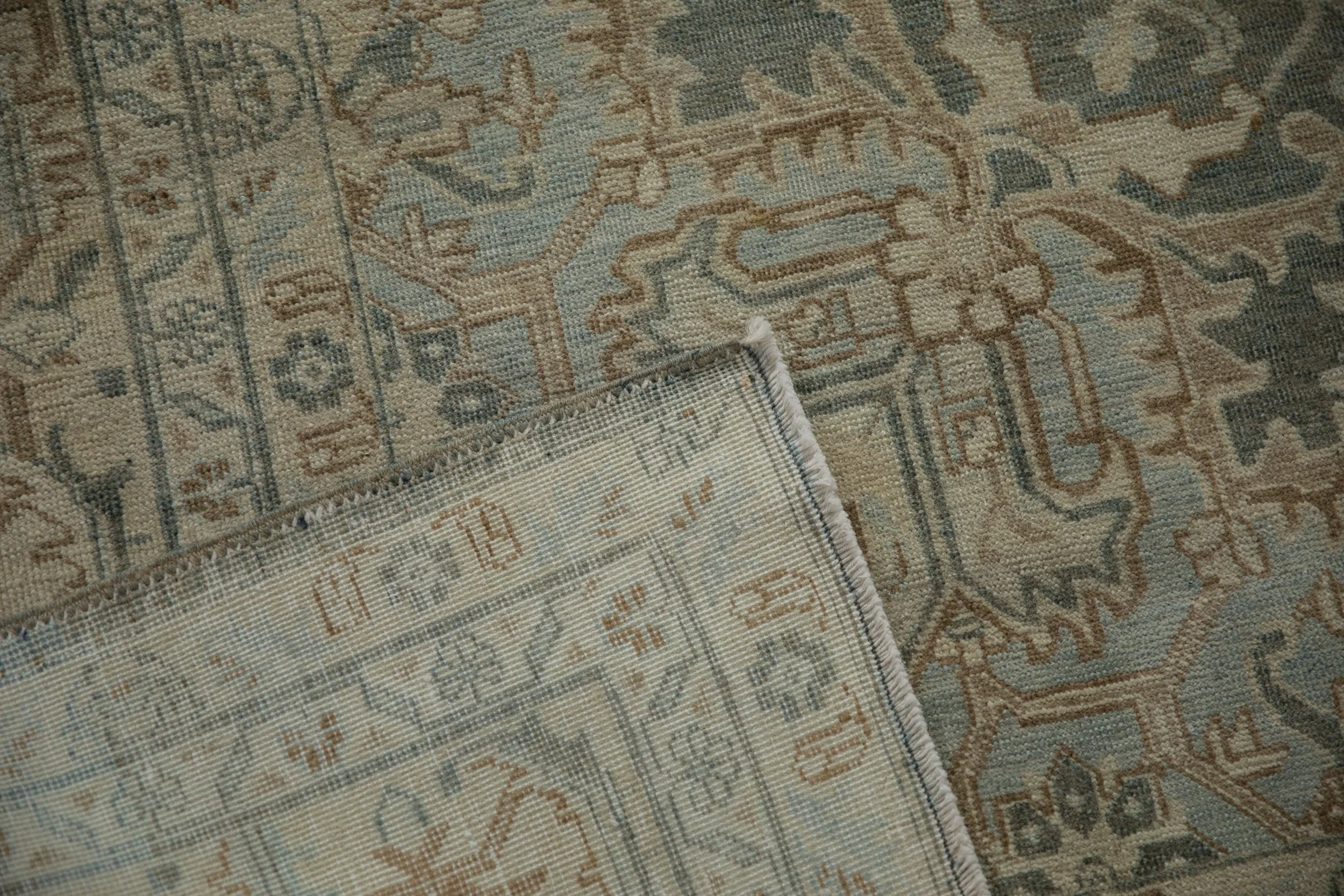 7x10.5 Vintage Distressed Tabriz Carpet - Image 11