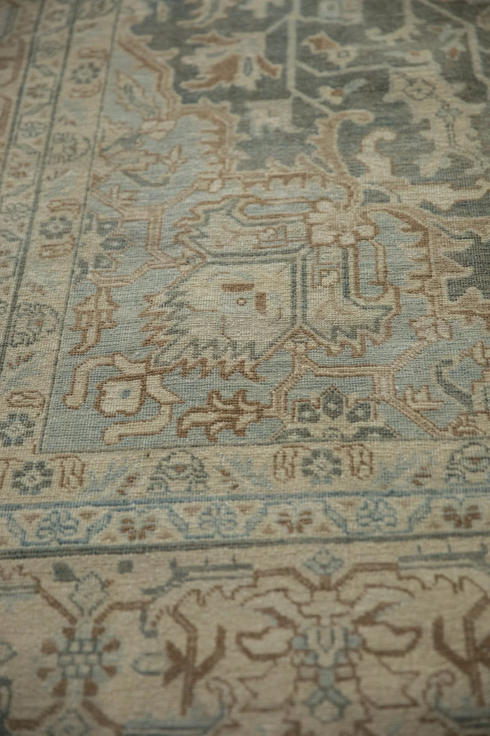 7x10.5 Vintage Distressed Tabriz Carpet - Image 8
