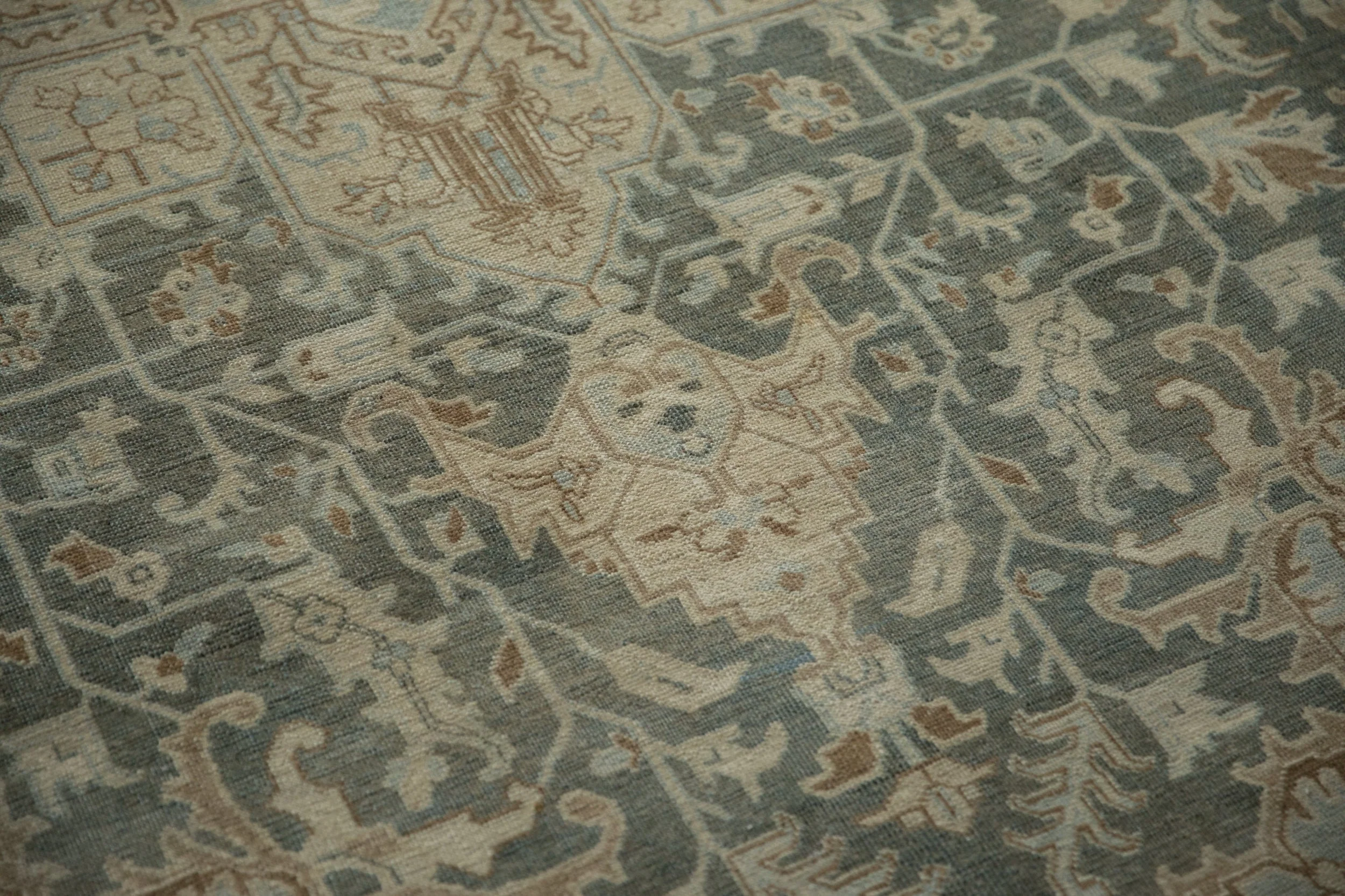 7x10.5 Vintage Distressed Tabriz Carpet - Image 9