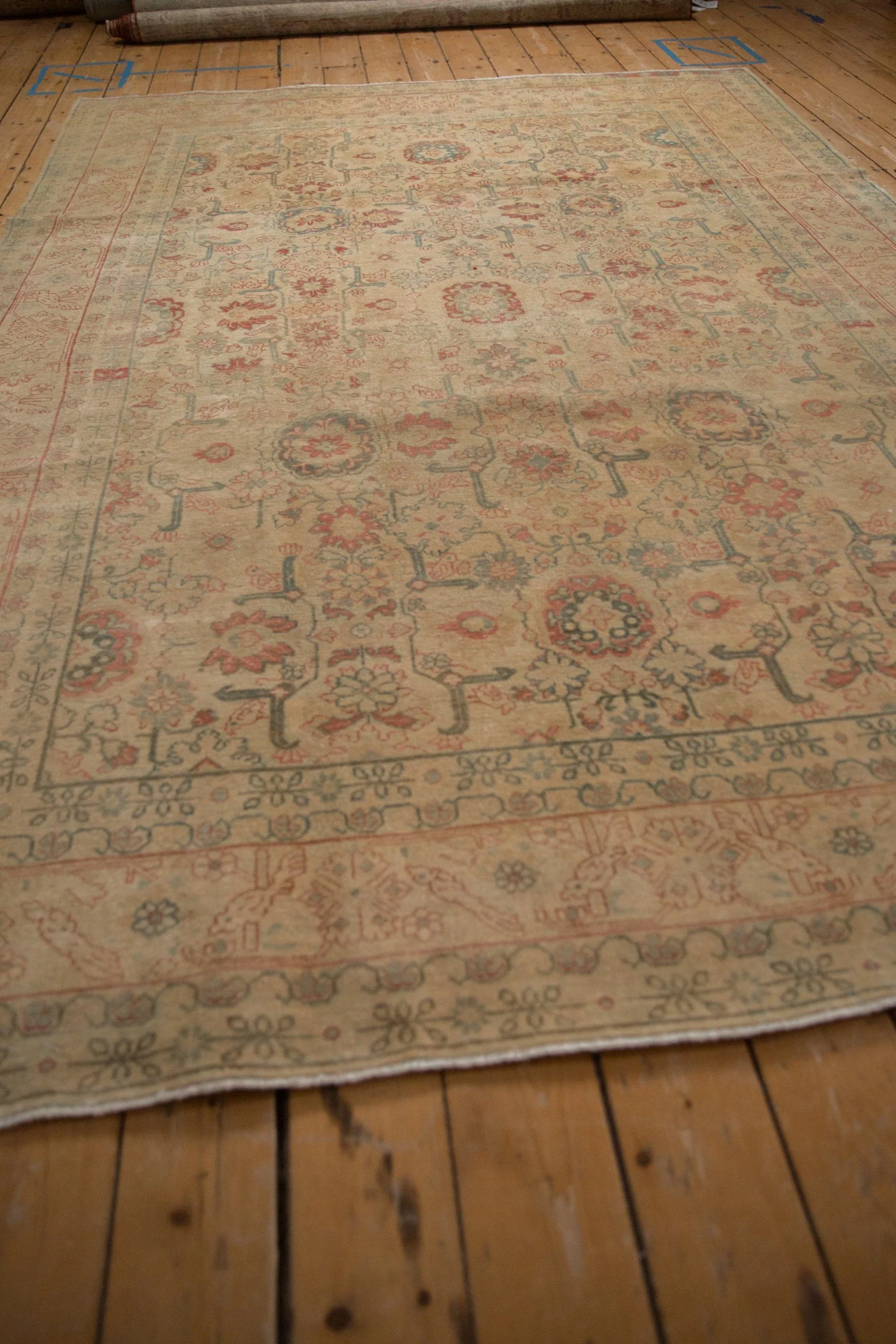7x10.5 Vintage Distressed Tabriz Carpet - Image 10