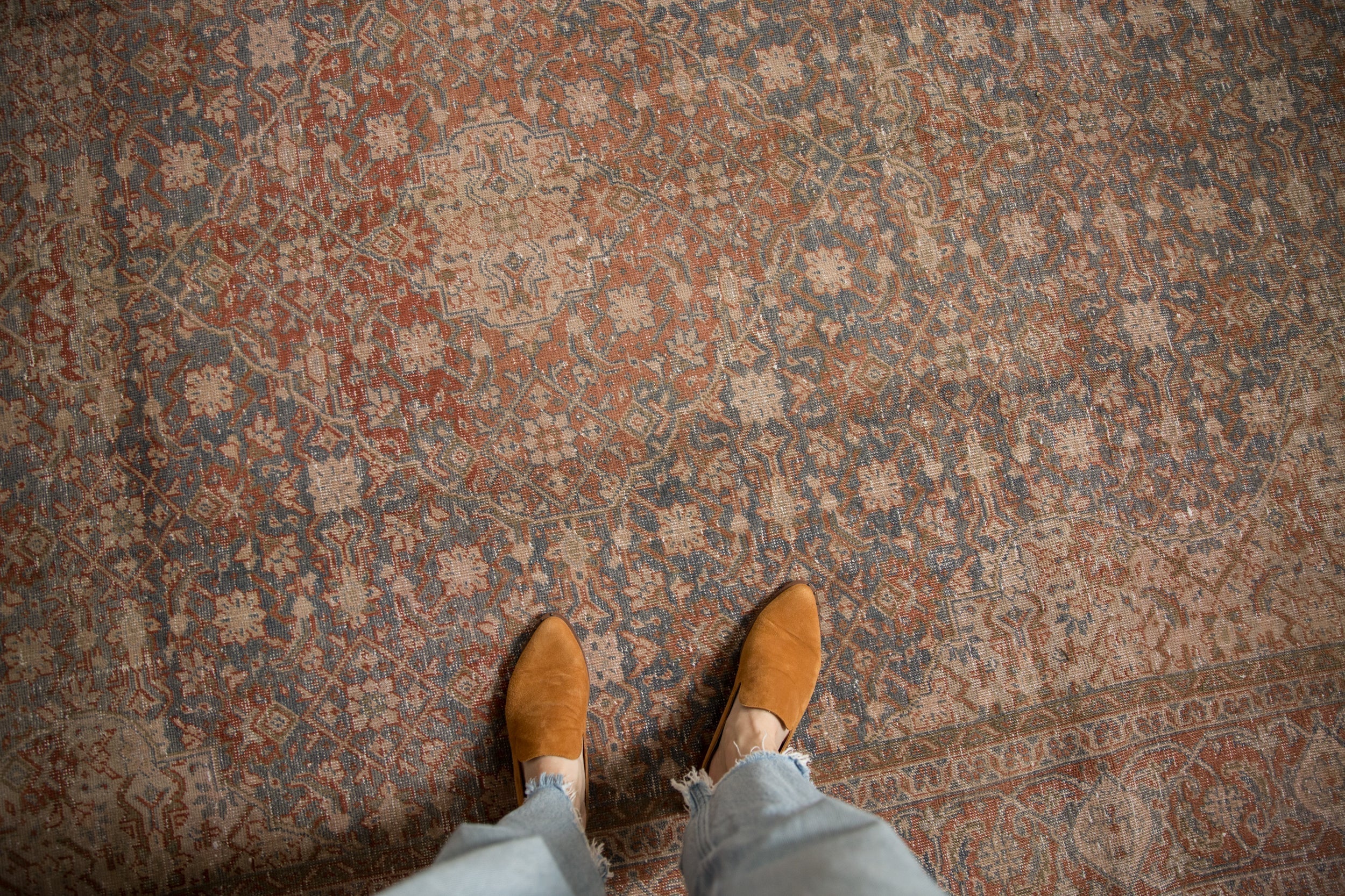 7x10.5 Vintage Distressed Tabriz Carpet - Image 2