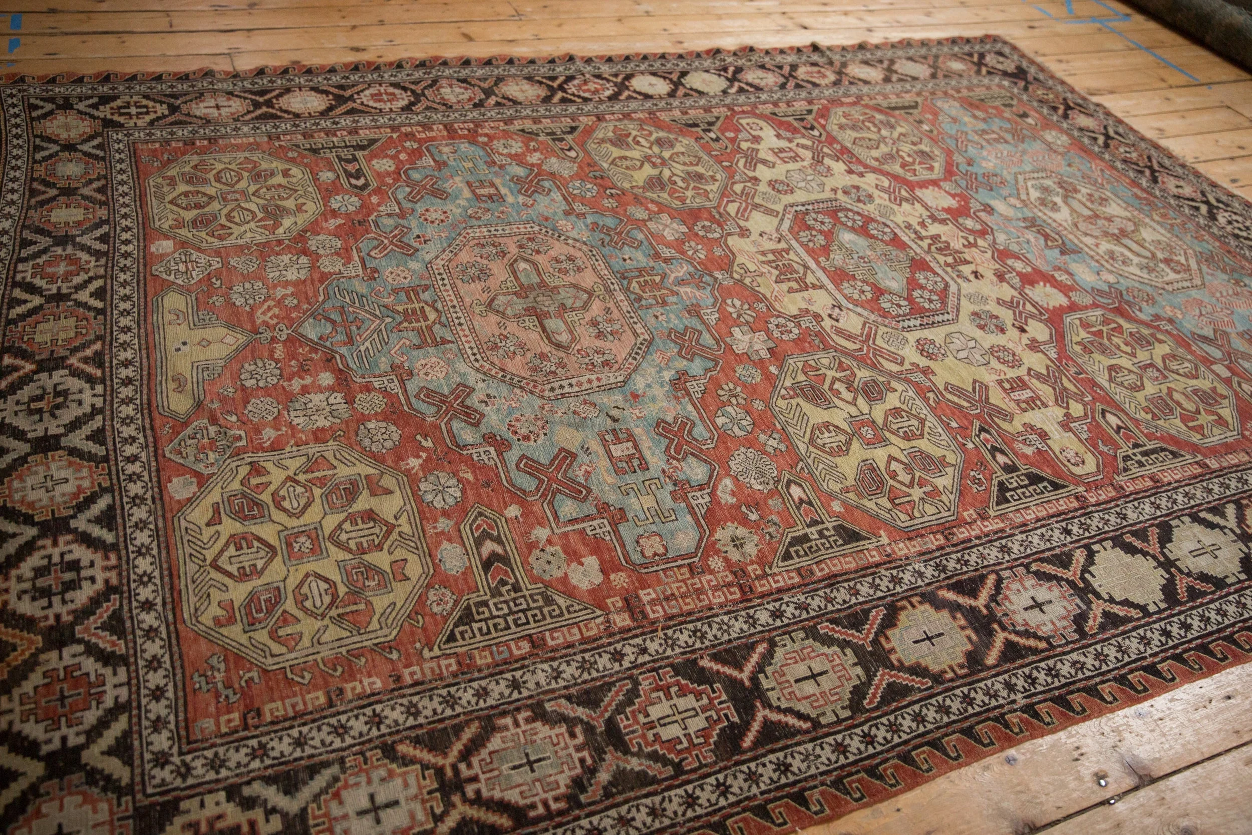 7x10 Antique Caucasian Soumac Carpet - Image 11
