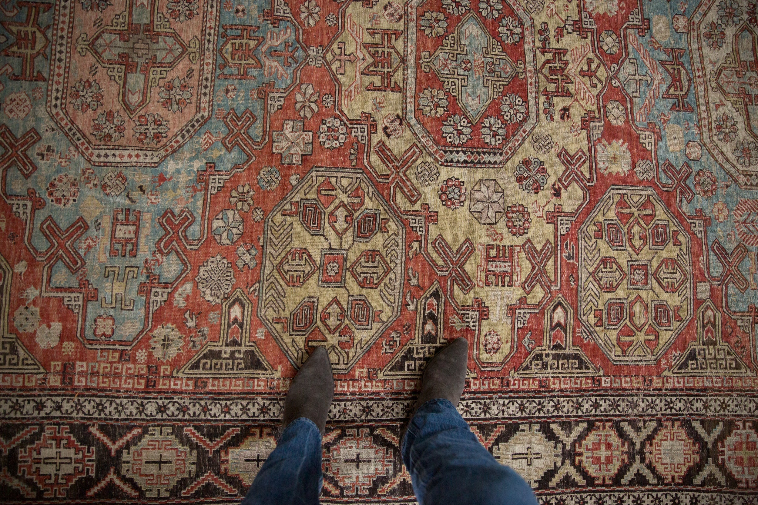 7x10 Antique Caucasian Soumac Carpet - Image 2