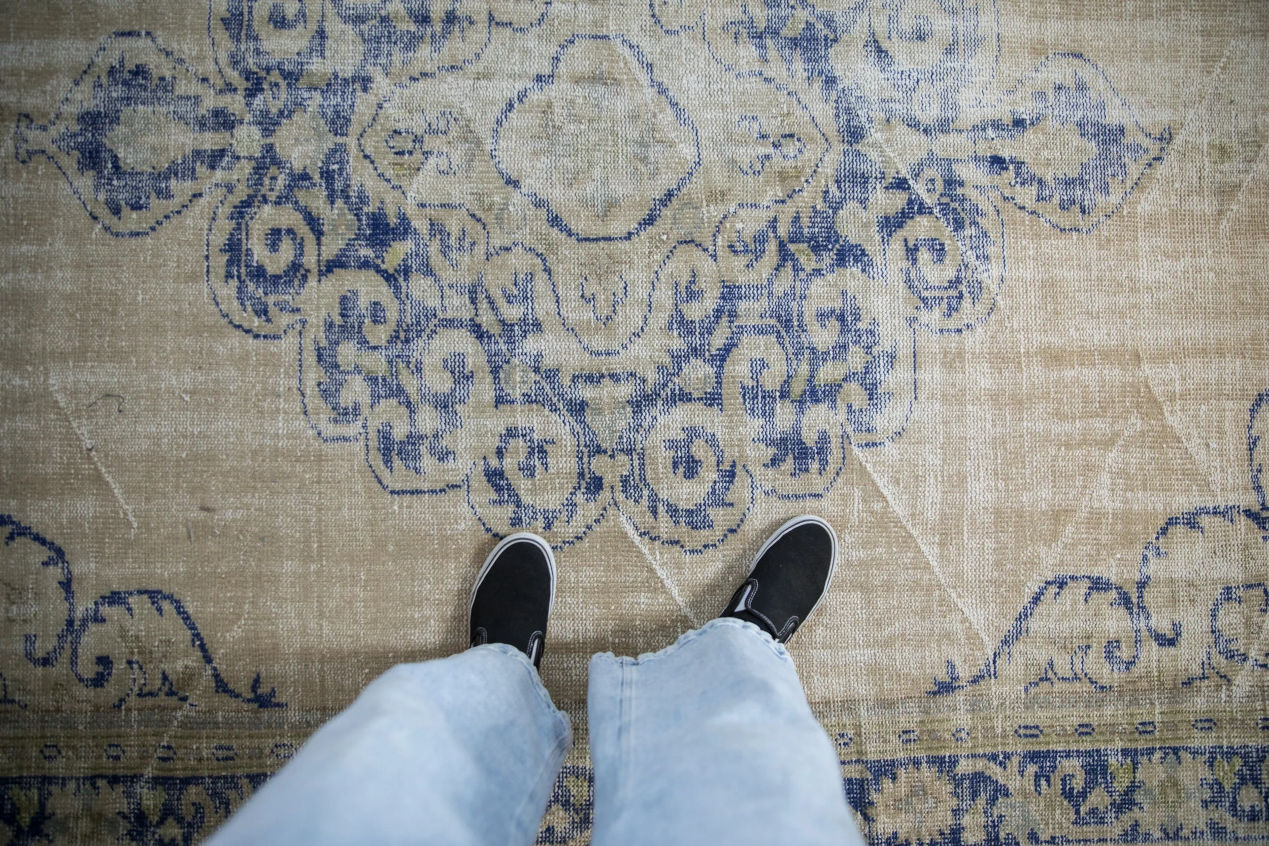 7x10 Vintage Distressed Oushak Carpet - Image 2