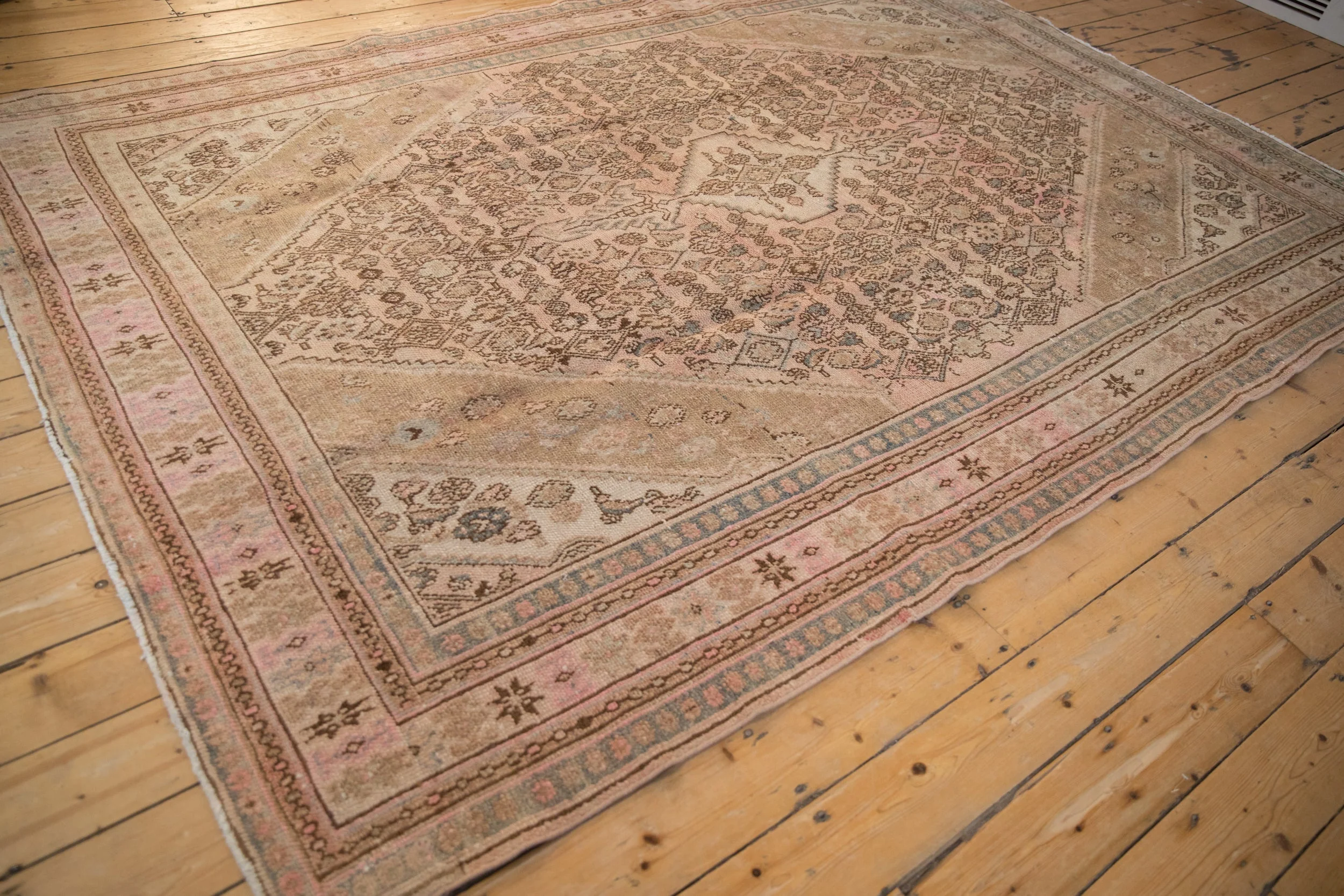 7x10 Vintage Distressed Overdyed Bibikabad Carpet - Image 7