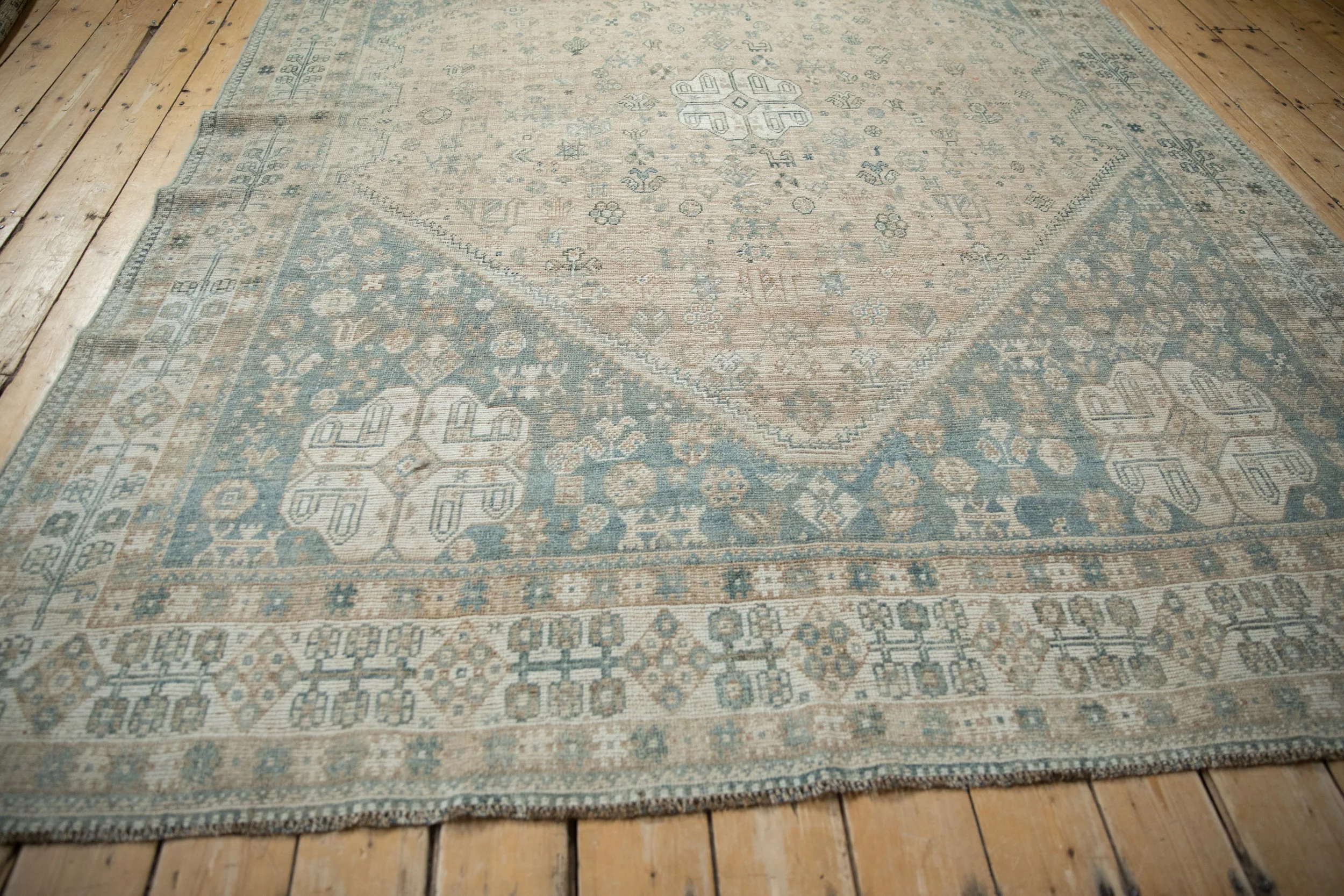 7x10 Vintage Distressed Qashqai Carpet - Image 8