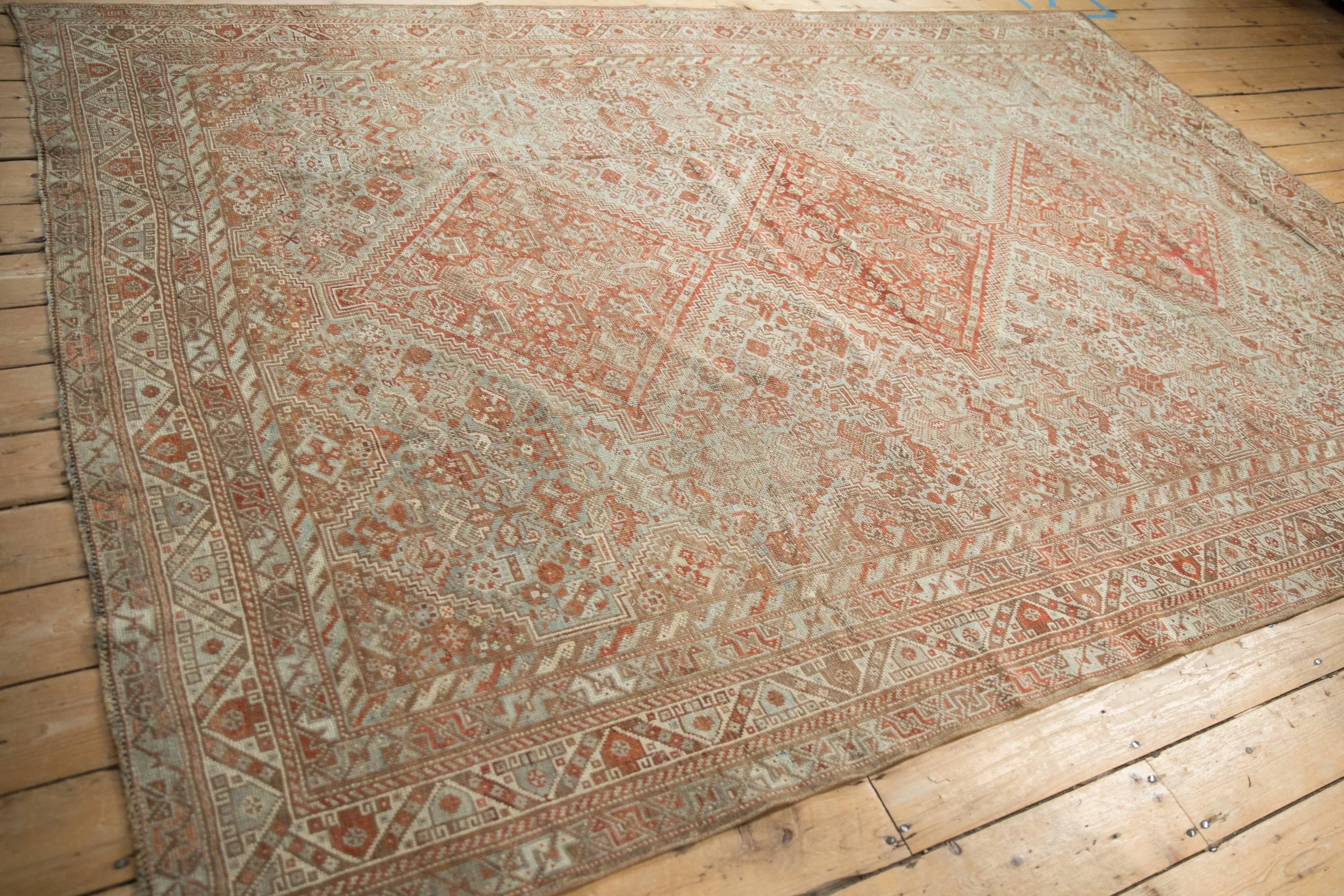 7x10 Vintage Distressed Shiraz Carpet - Image 11