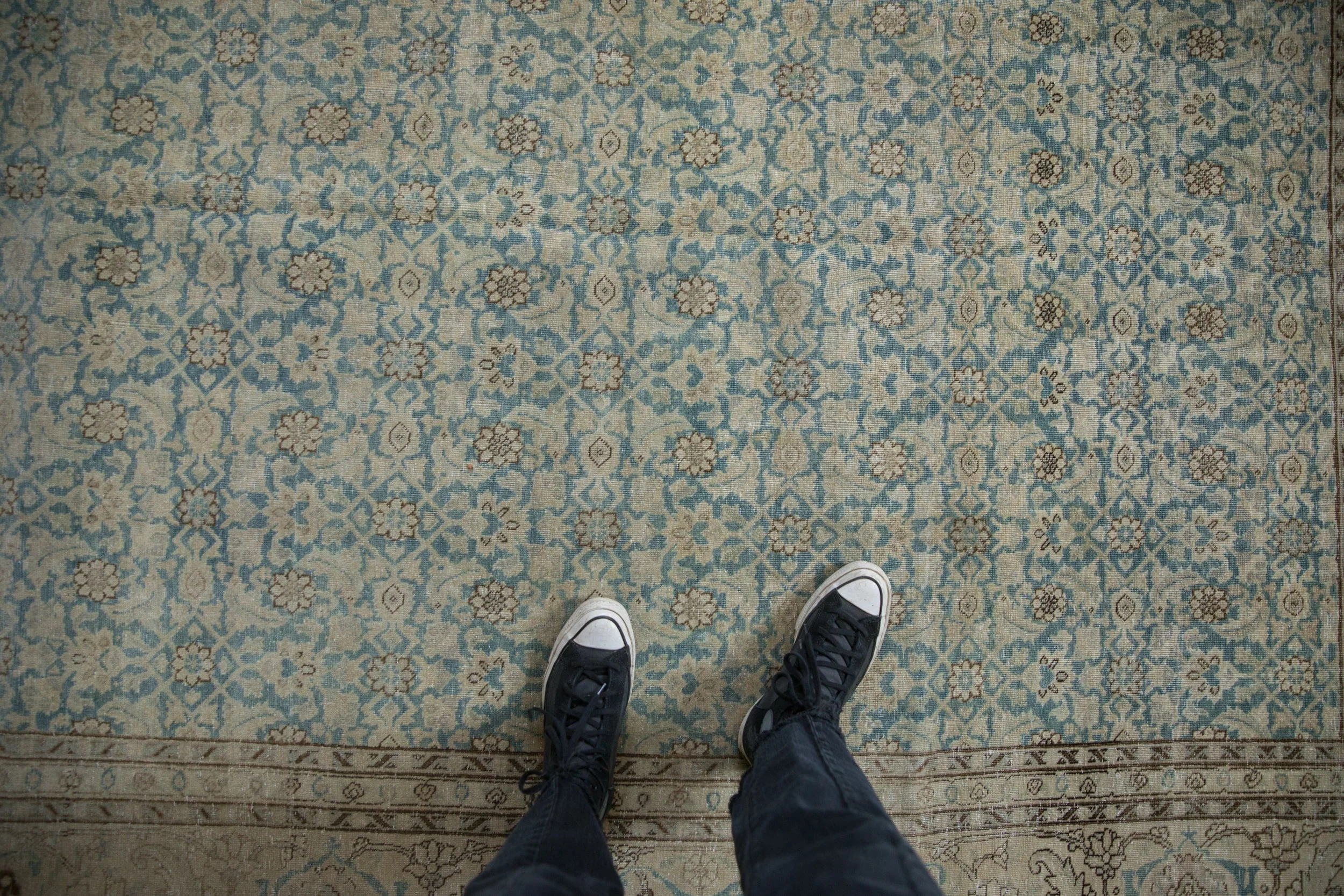 7x10 Vintage Distressed Tabriz Carpet - Image 2