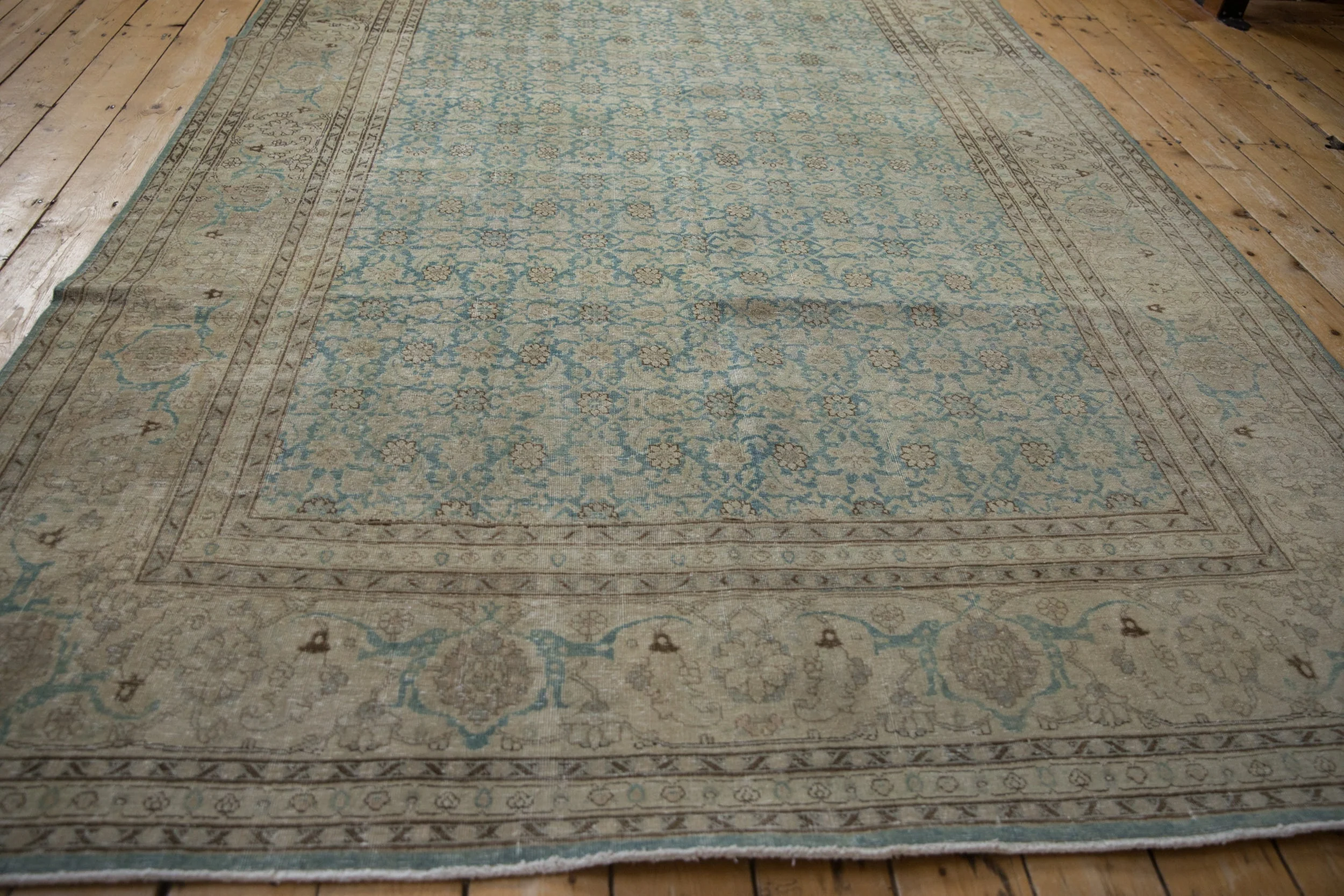 7x10 Vintage Distressed Tabriz Carpet - Image 8