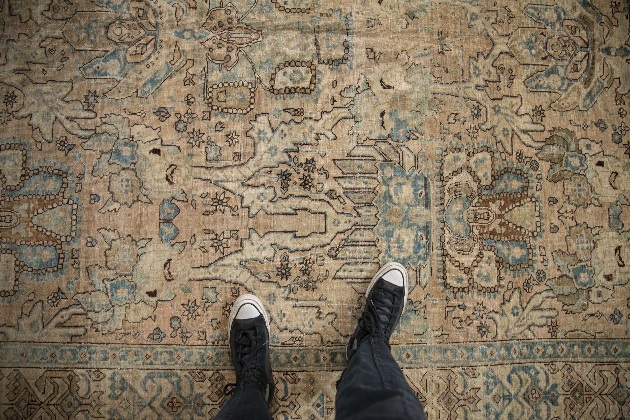 7x11 Vintage Distressed Tabriz Carpet - Image 2