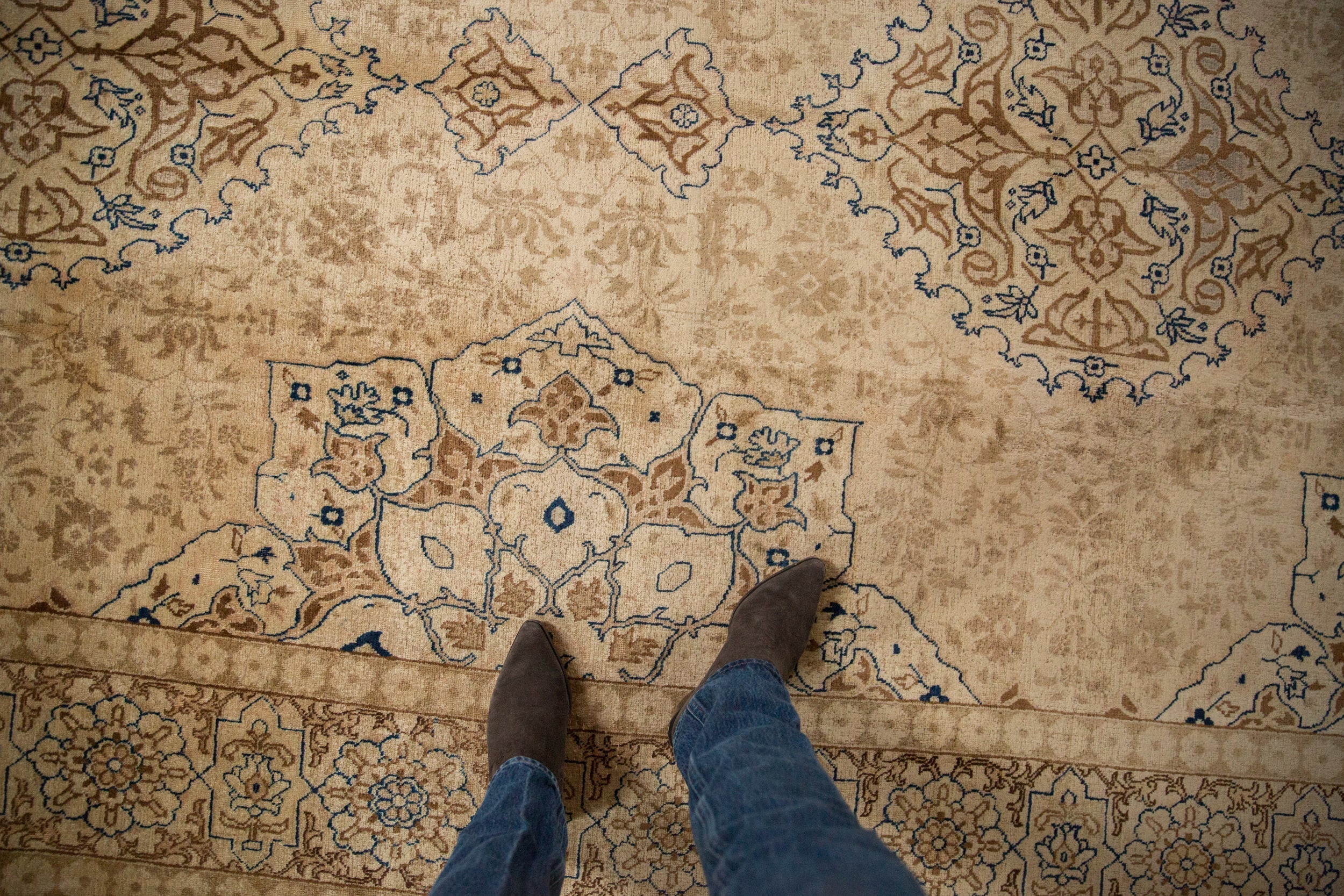 7x11 Vintage Distressed Tabriz Carpet - Image 2