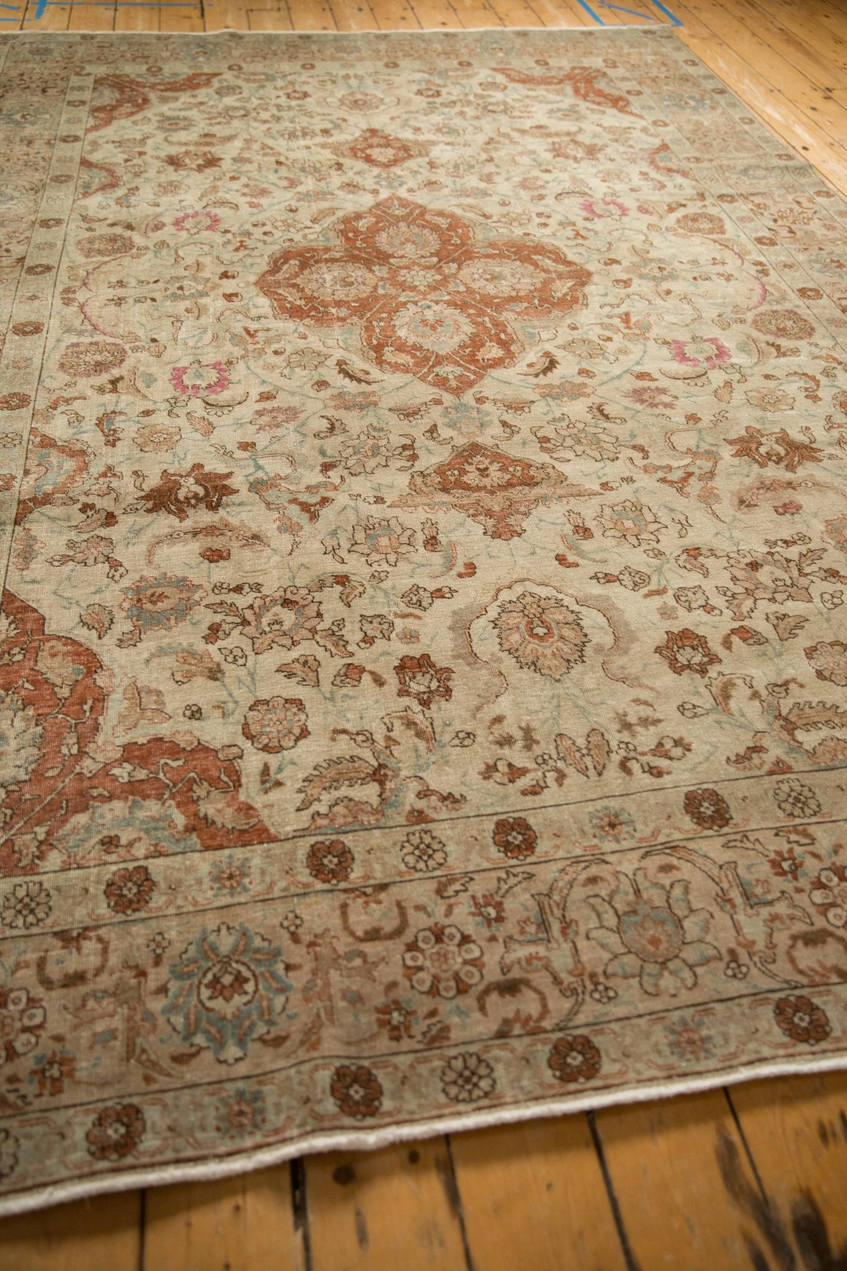 7x11 Vintage Distressed Tabriz Carpet - Image 6