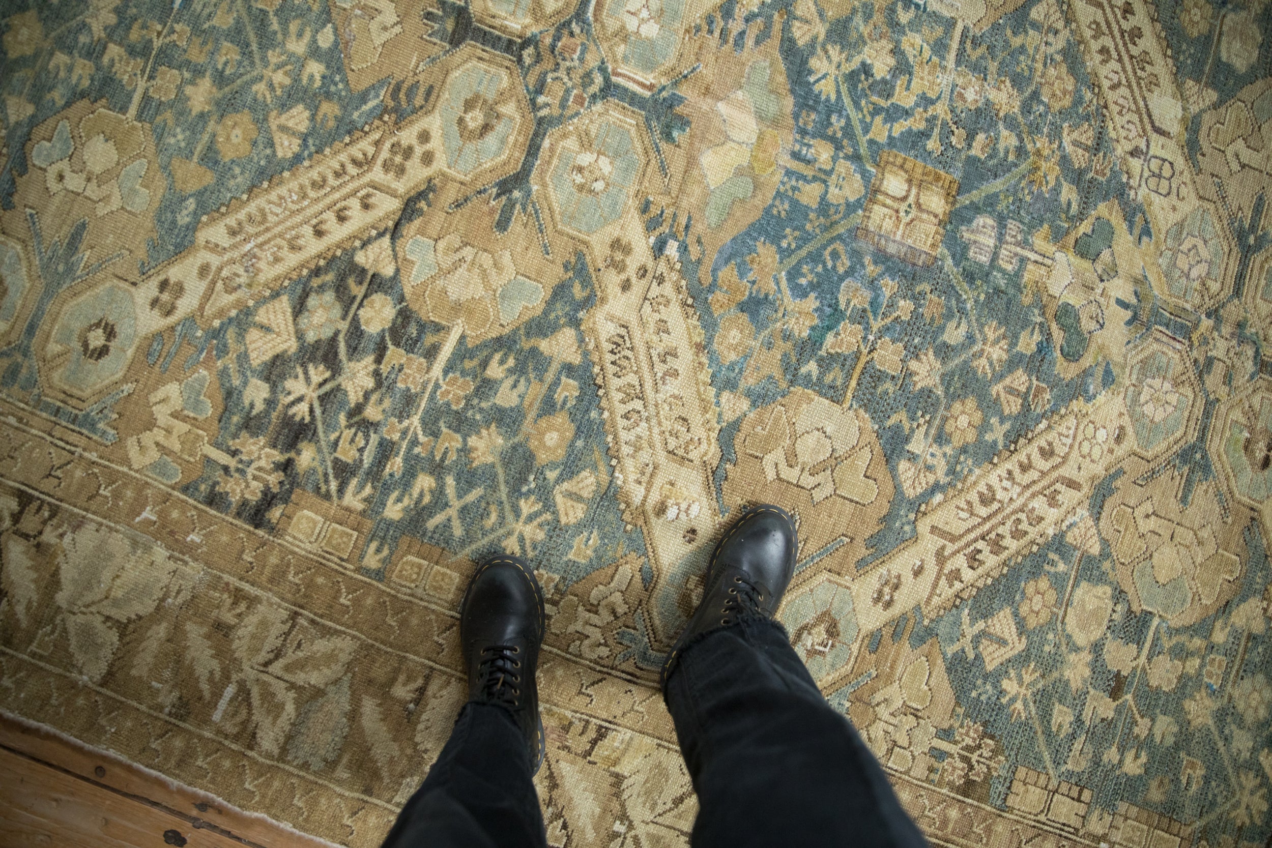 7x13 Vintage Distressed Kurdish Carpet - Image 2