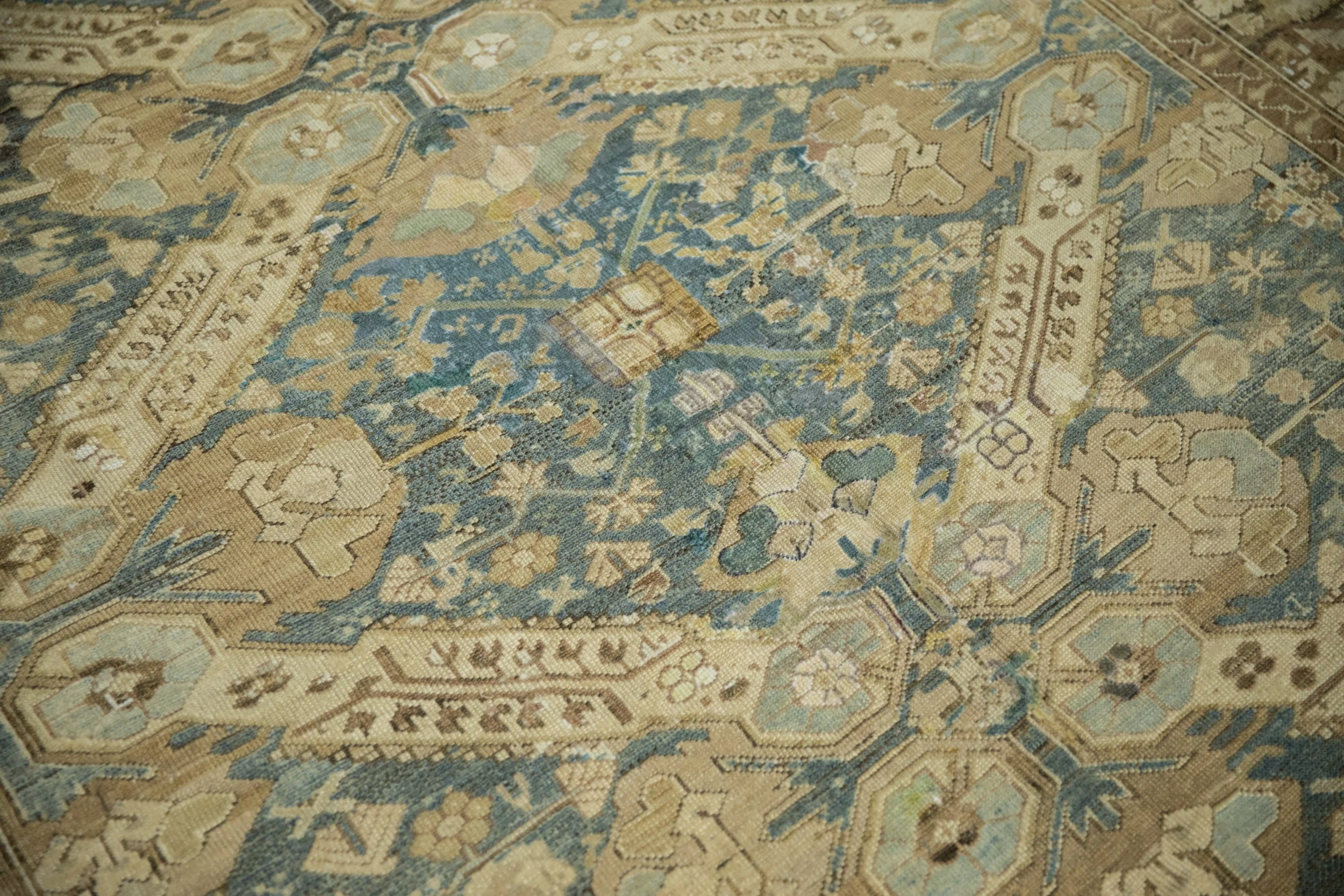 7x13 Vintage Distressed Kurdish Carpet - Image 4