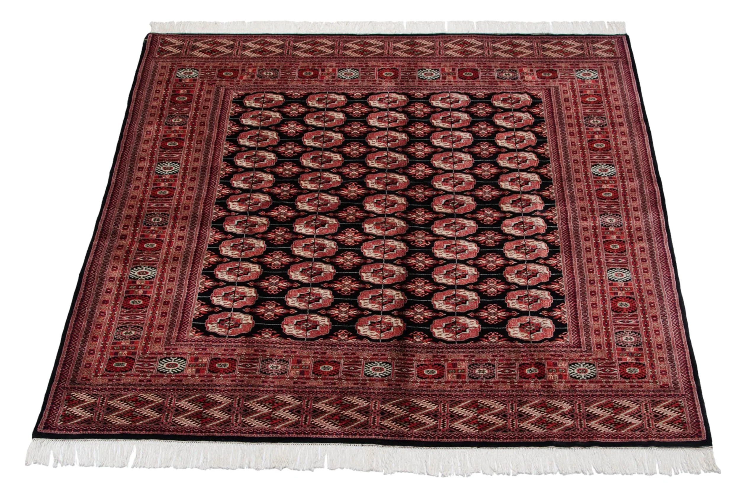 7x8 Vintage Fine Bokhara Square Carpet - Image 2