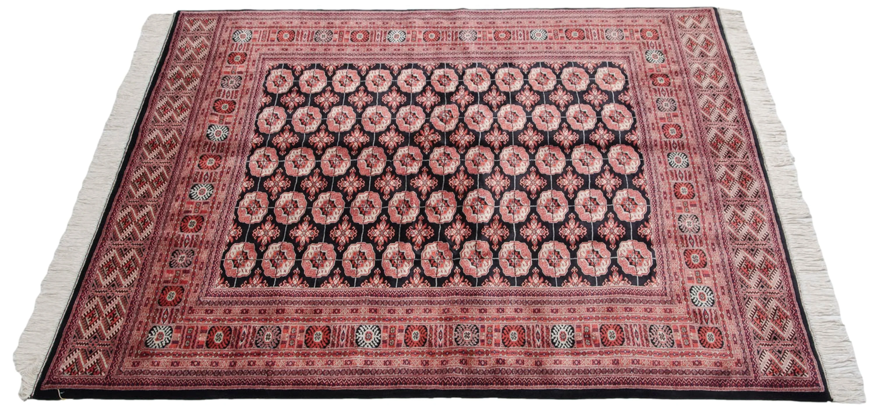 7x8 Vintage Fine Bokhara Square Carpet - Image 3