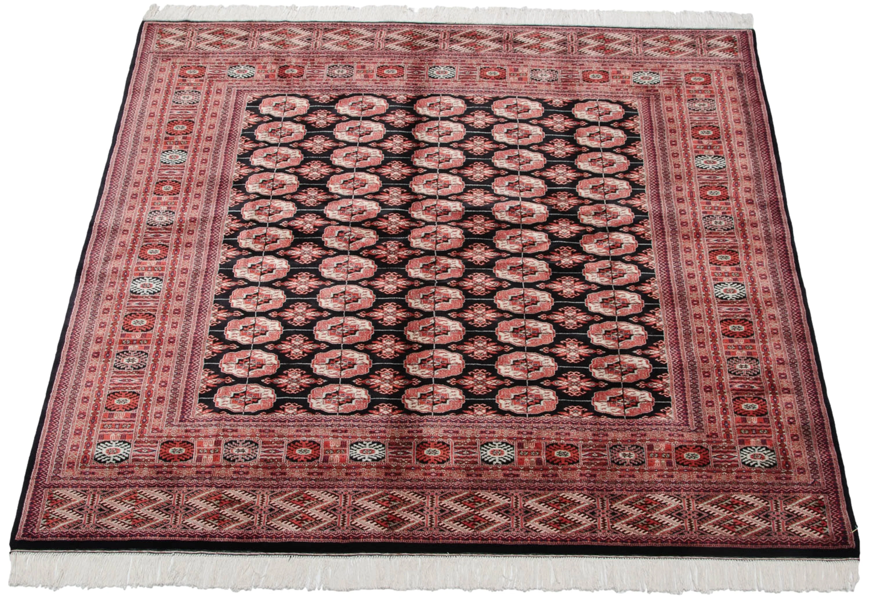 7x8 Vintage Fine Bokhara Square Carpet - Image 4