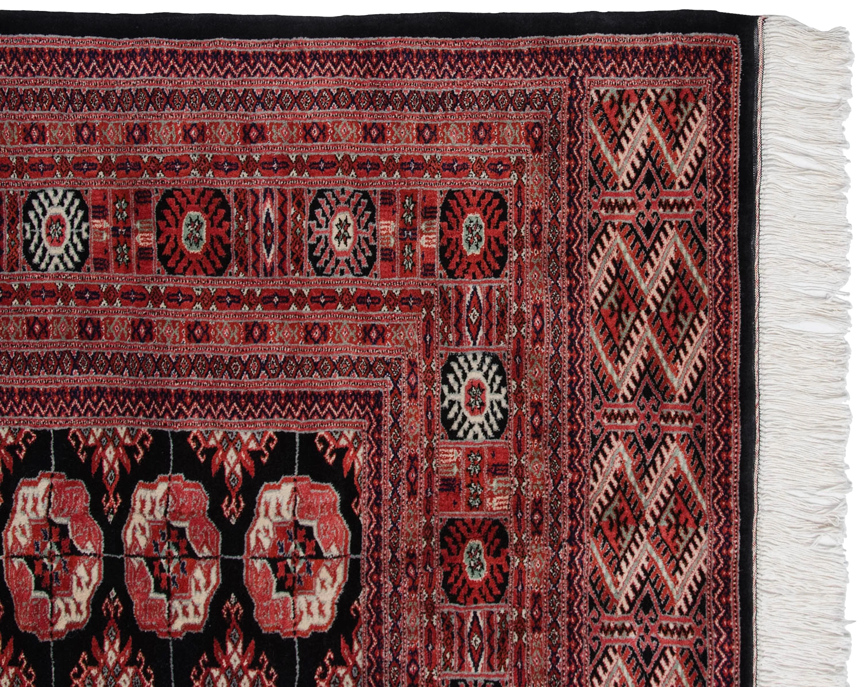 7x8 Vintage Fine Bokhara Square Carpet - Image 6
