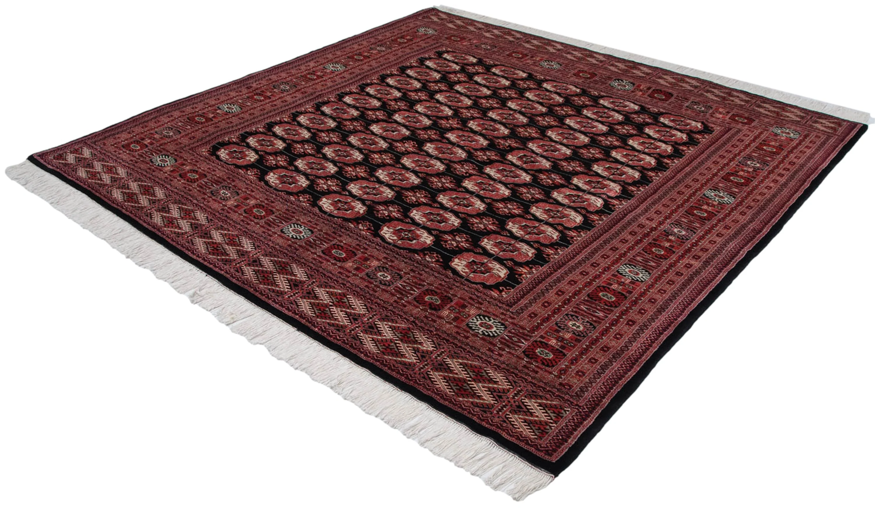 7x8 Vintage Fine Bokhara Square Carpet - Image 9