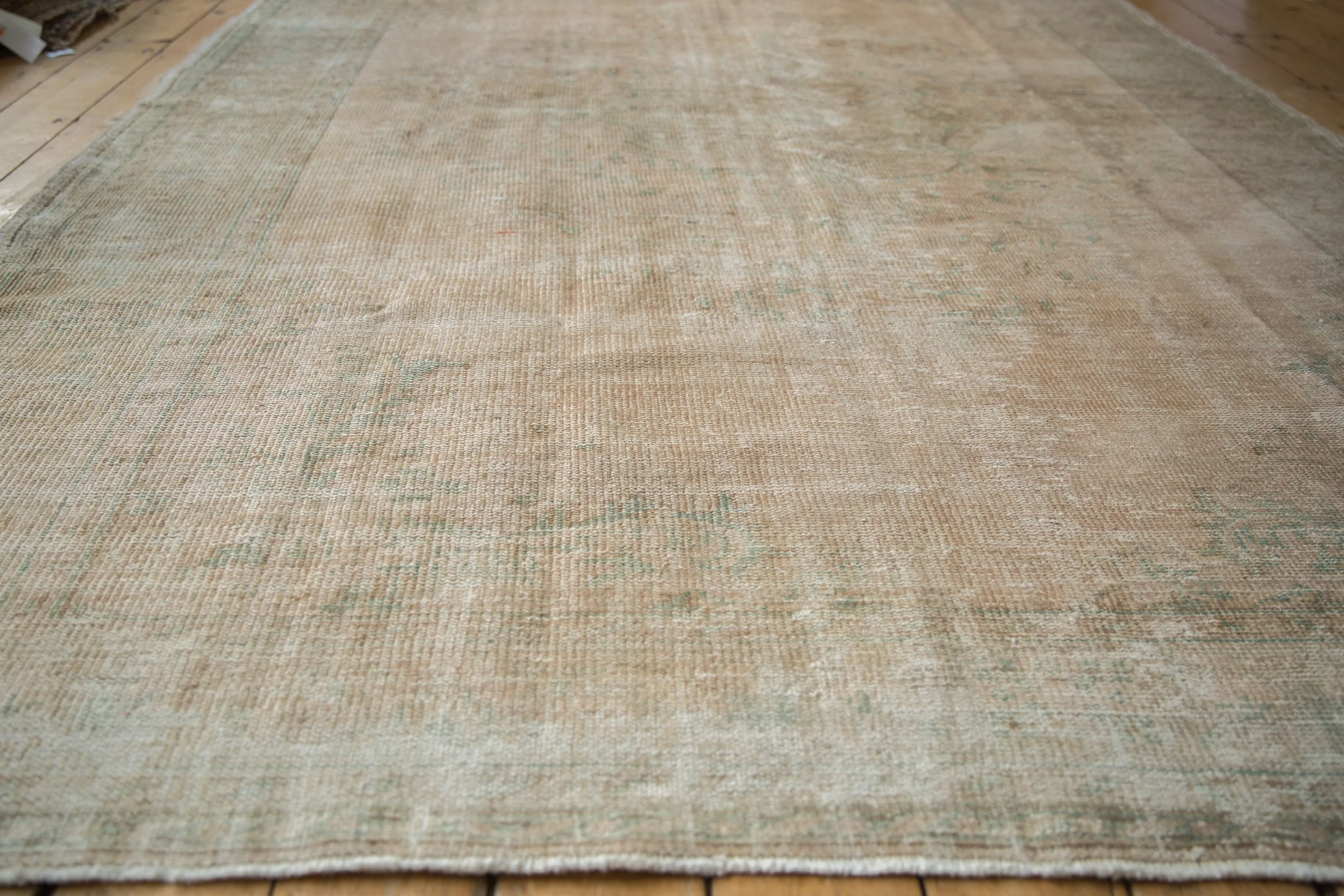 7x9.5 Vintage Distressed Oushak Carpet - Image 7