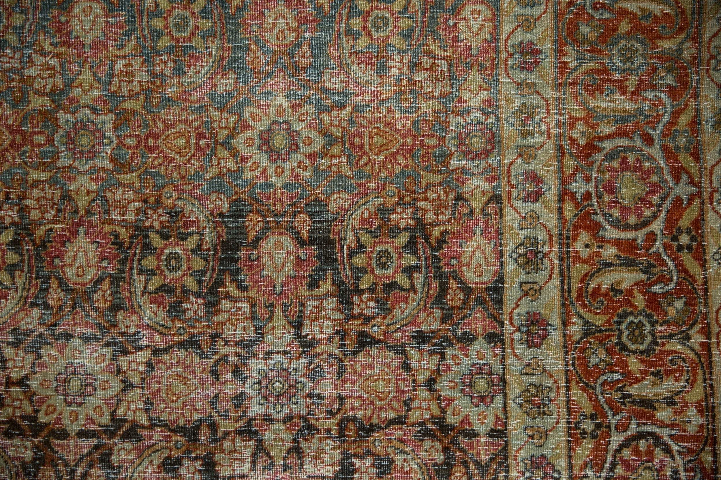 7x9.5 Vintage Distressed Tabriz Carpet - Image 3