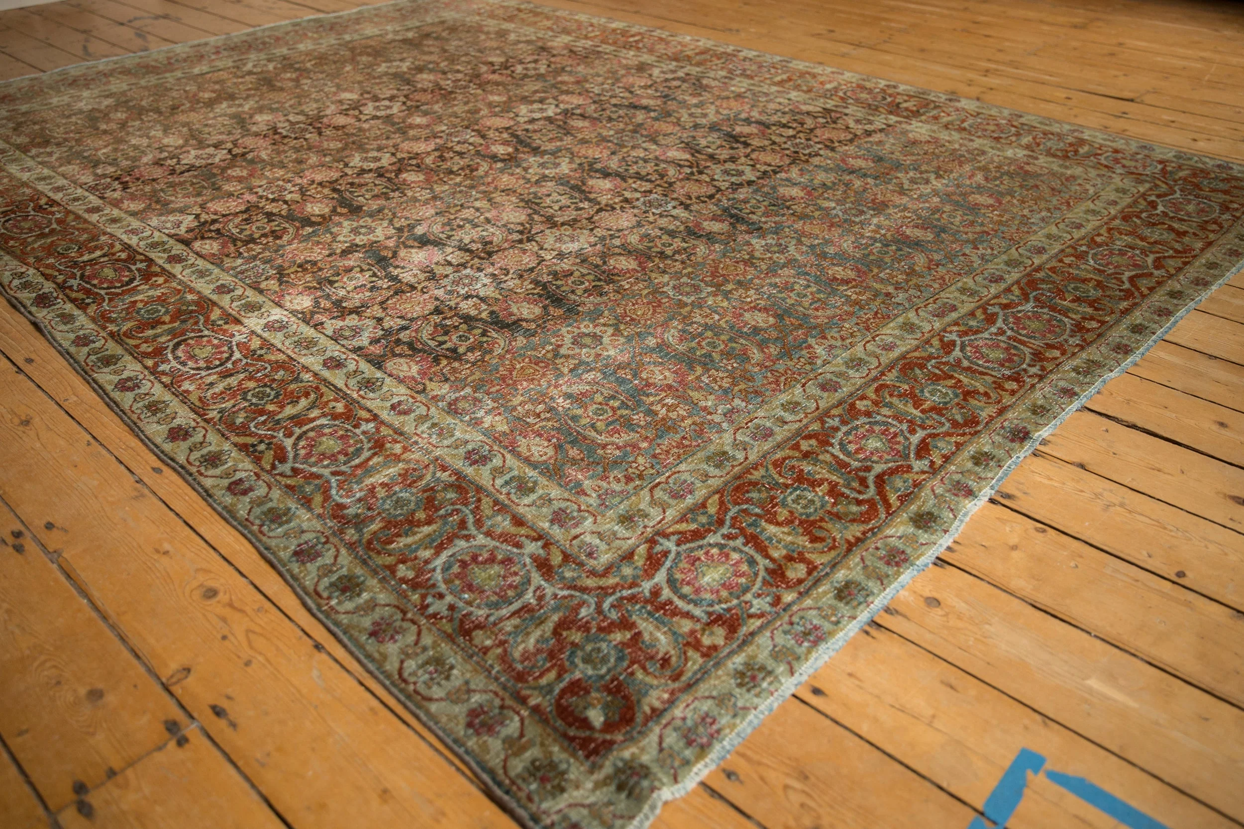 7x9.5 Vintage Distressed Tabriz Carpet - Image 5