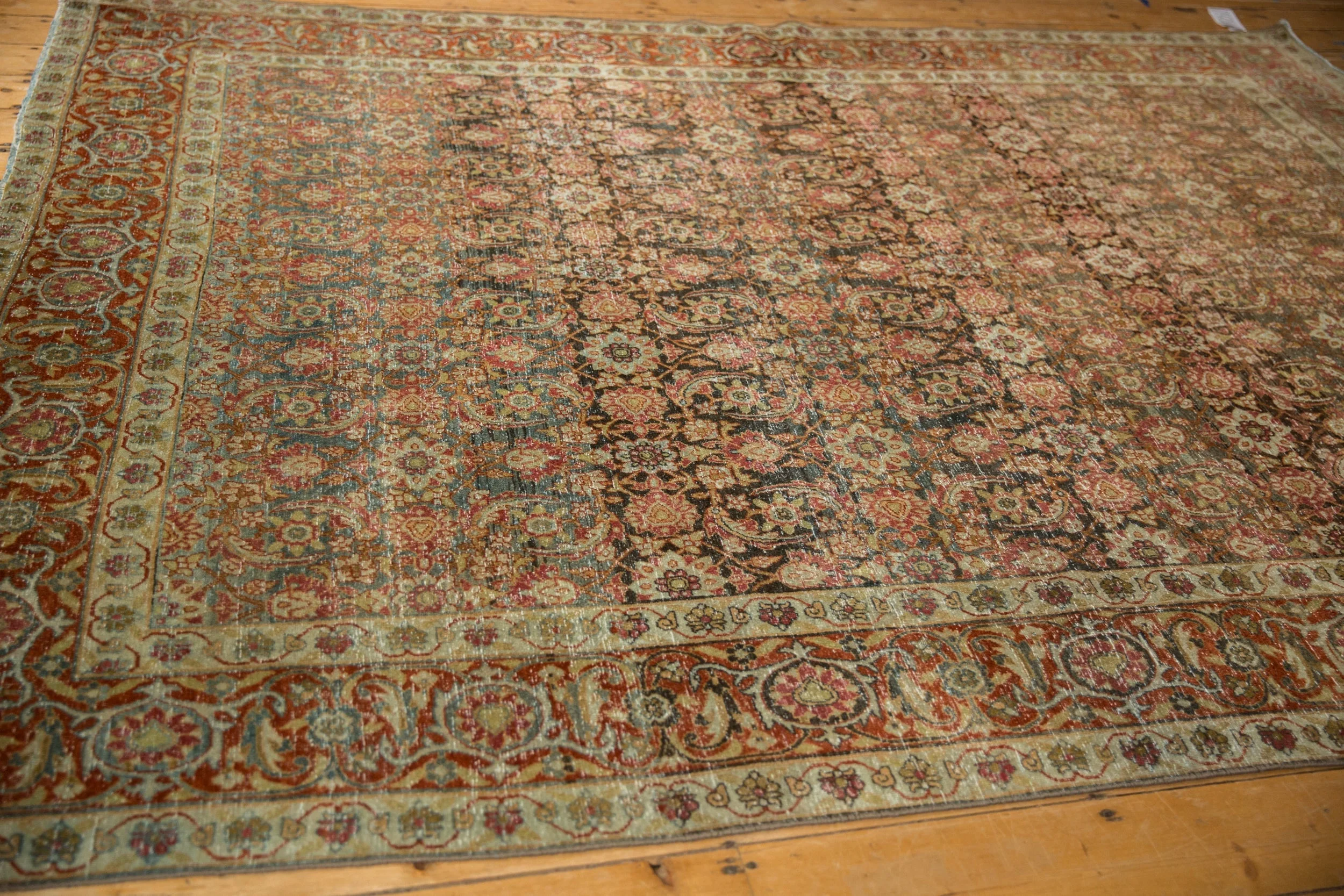 7x9.5 Vintage Distressed Tabriz Carpet - Image 6