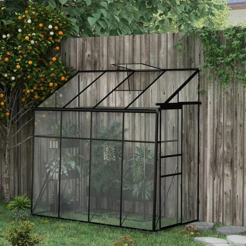 8.3 ft x 4.1 ft Outdoor Polycarbonate Lean-to Greenhouse with Black Metal Frame - Image 2