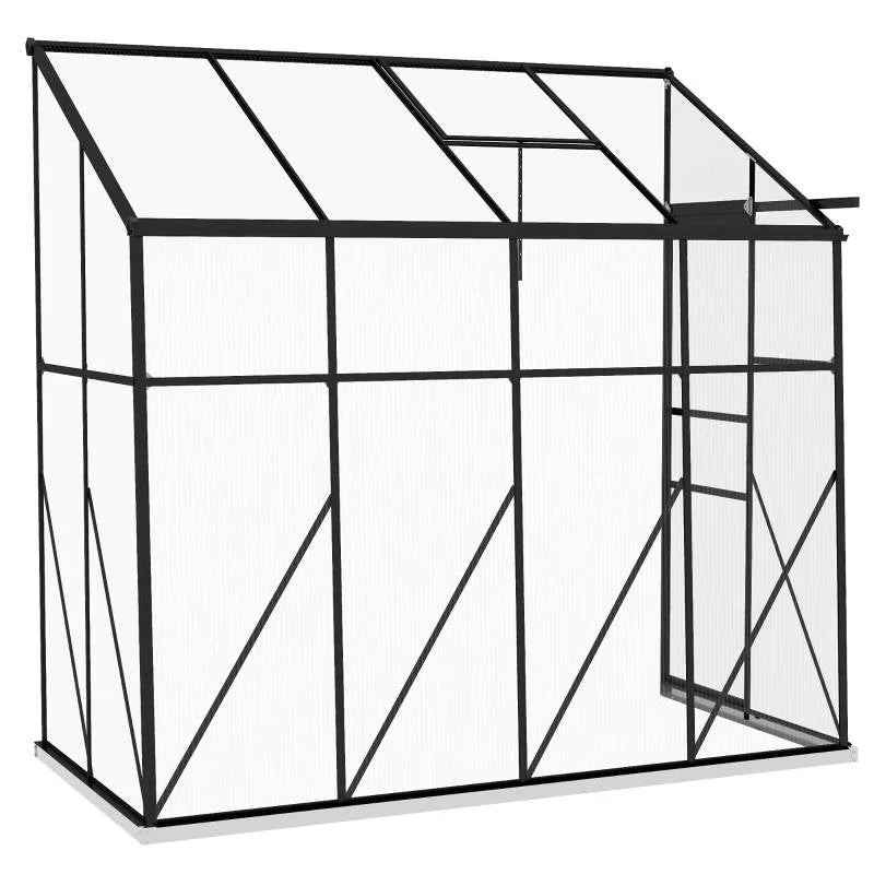 8.3 ft x 4.1 ft Outdoor Polycarbonate Lean-to Greenhouse with Black Metal Frame - Image 3