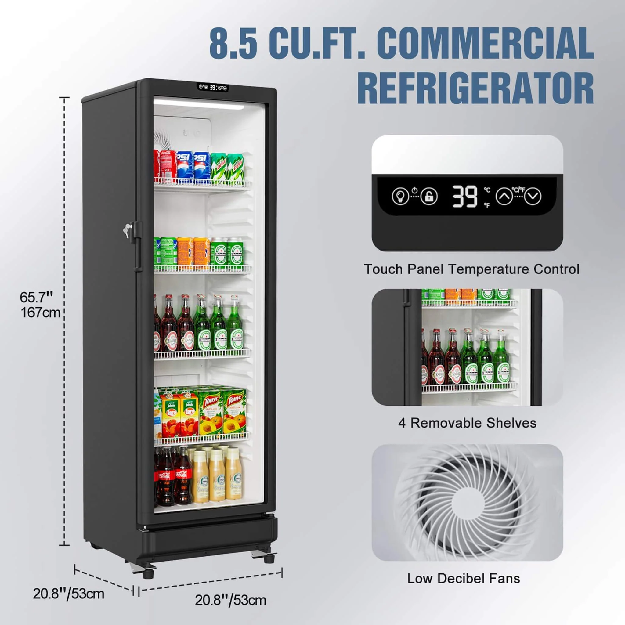 8.5 Cu.Ft Commercial Single Glass Door Beverage Merchandiser Refrigerator (SAK27946) - Image 7