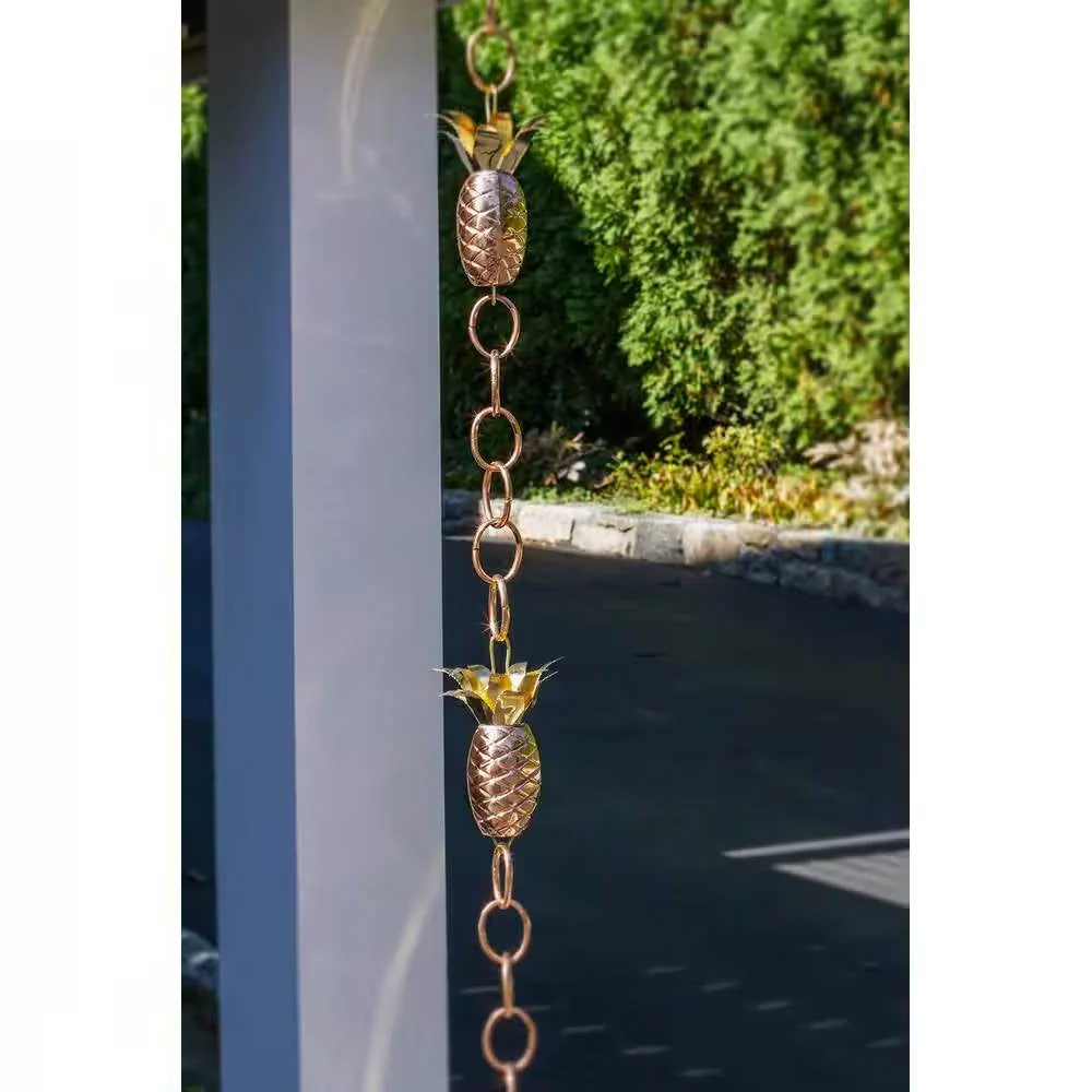 8.5 Ft. Copper Pineapple Rain Chain Gutter Downspout - Basin Not Included - Image 3