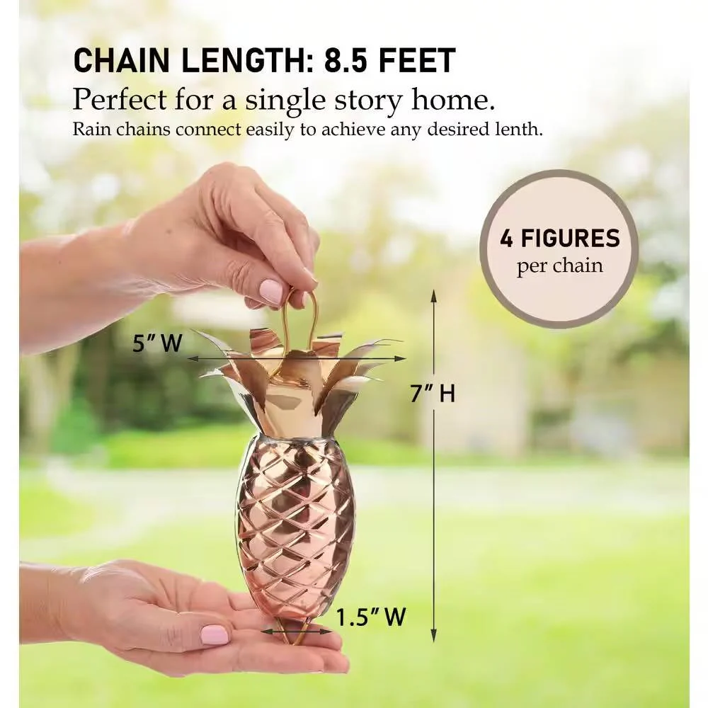 8.5 Ft. Copper Pineapple Rain Chain Gutter Downspout - Basin Not Included - Image 5