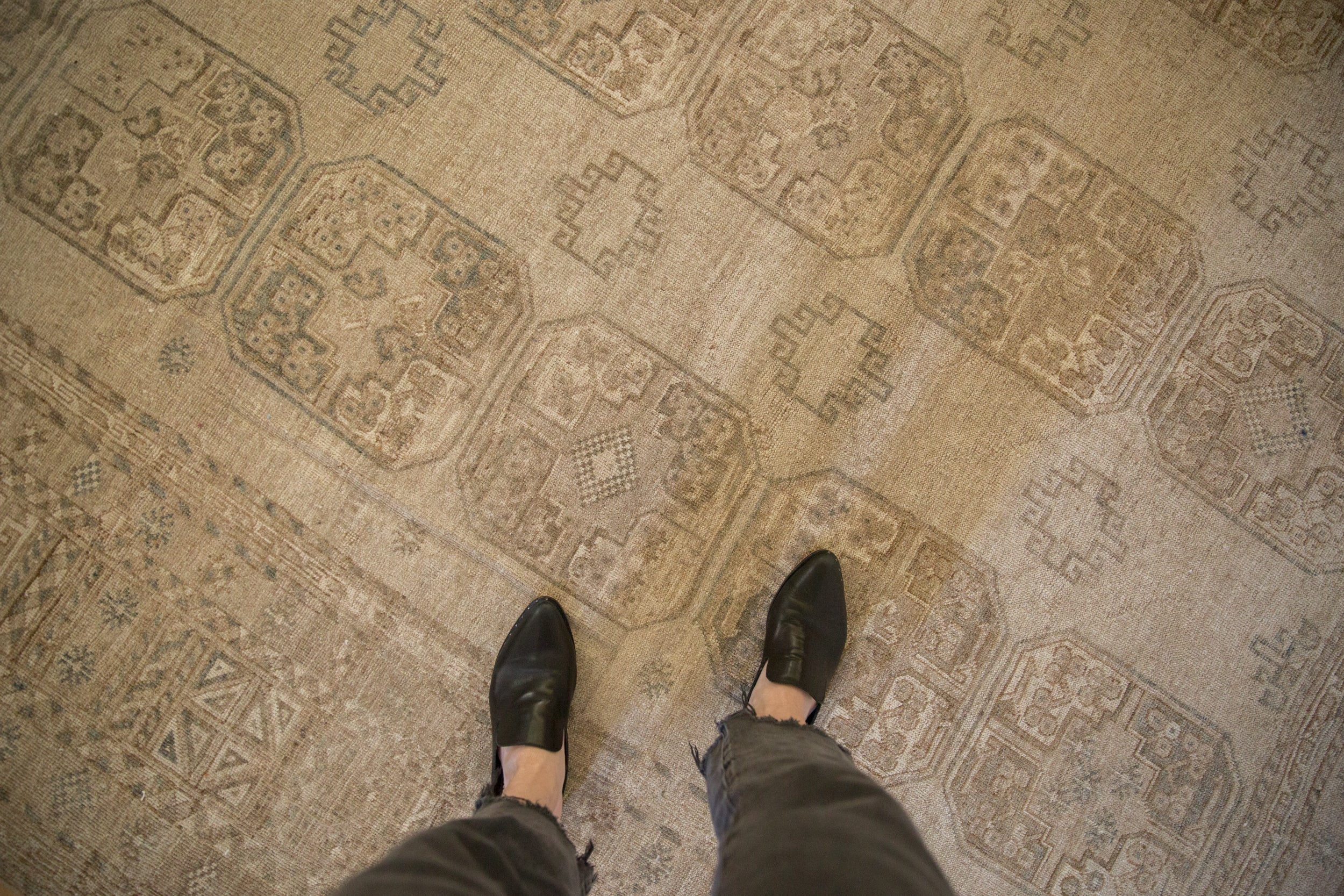 8.5x10.5 Vintage Distressed Ersari Carpet - Image 2