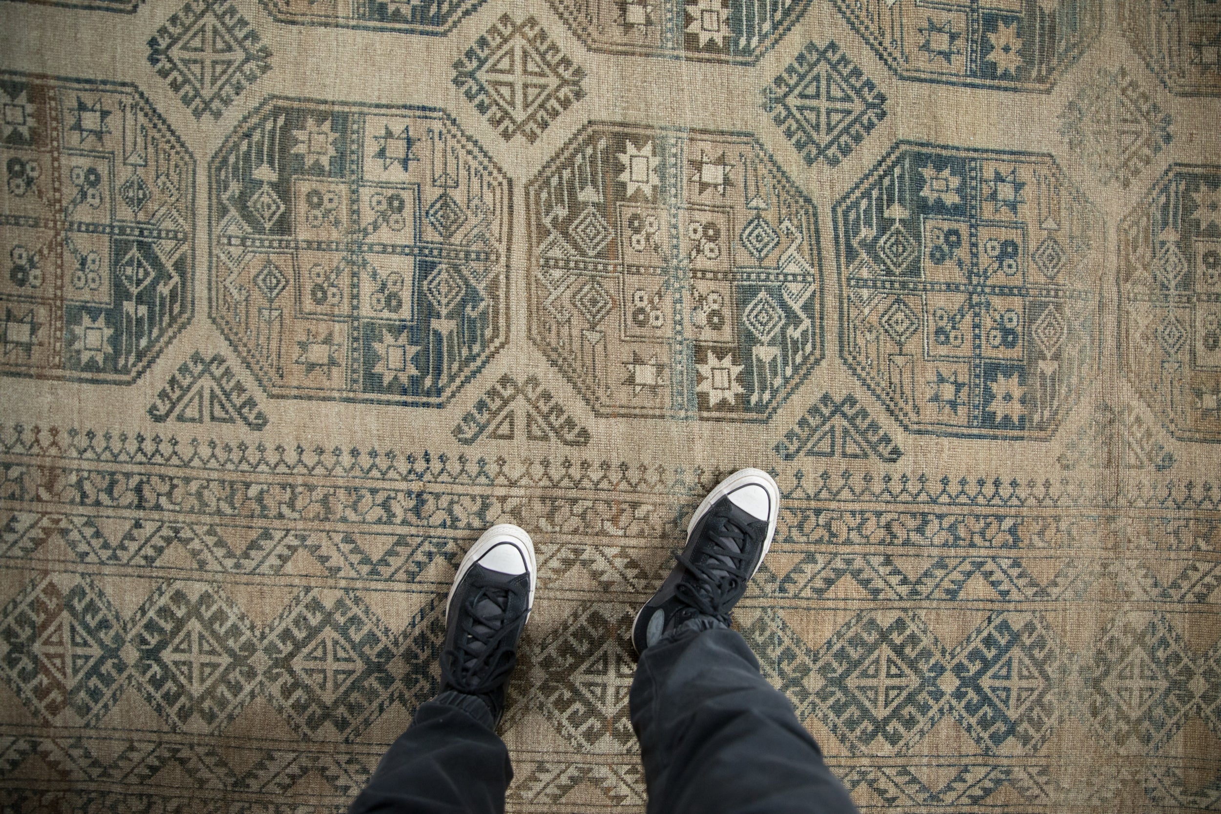 8.5x11.5 Vintage Distressed Ersari Carpet - Image 2