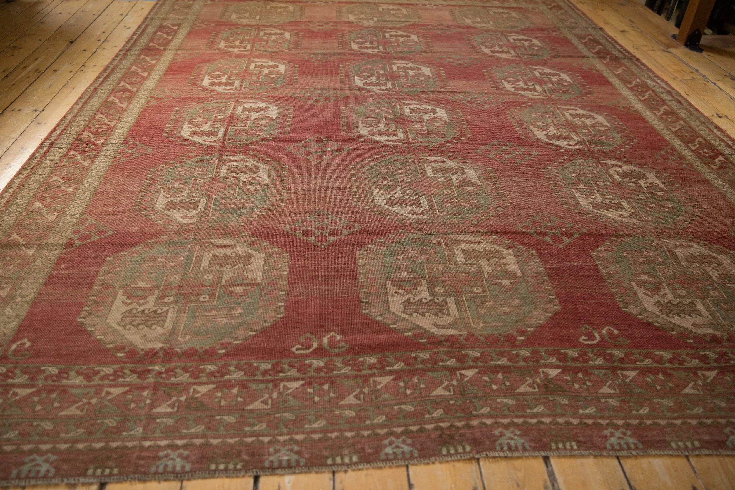8.5x11.5 Vintage Distressed Ersari Carpet - Image 8