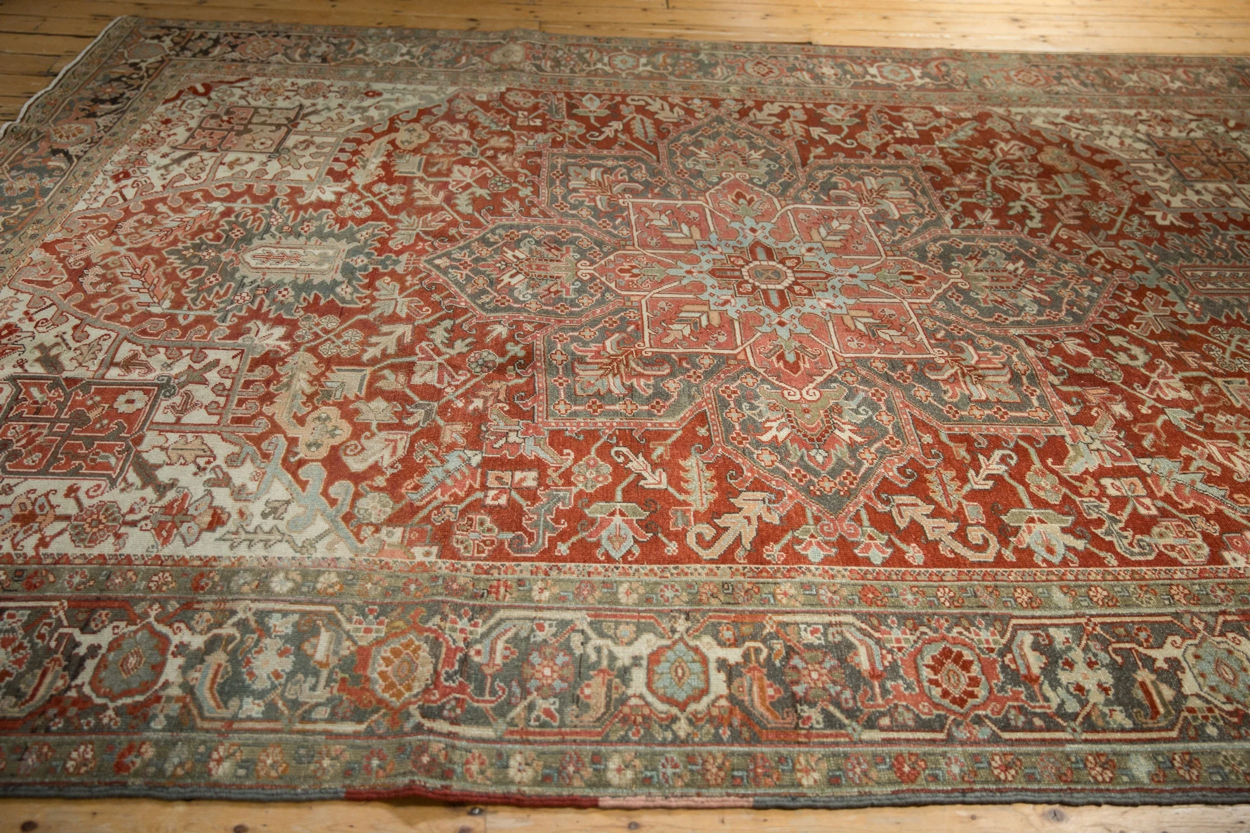 8.5x11.5 Vintage Distressed Heriz Carpet - Image 11