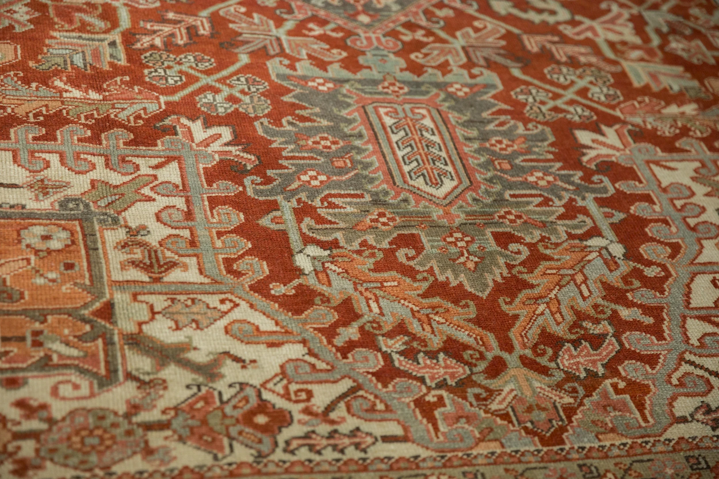 8.5x11.5 Vintage Distressed Heriz Carpet - Image 14